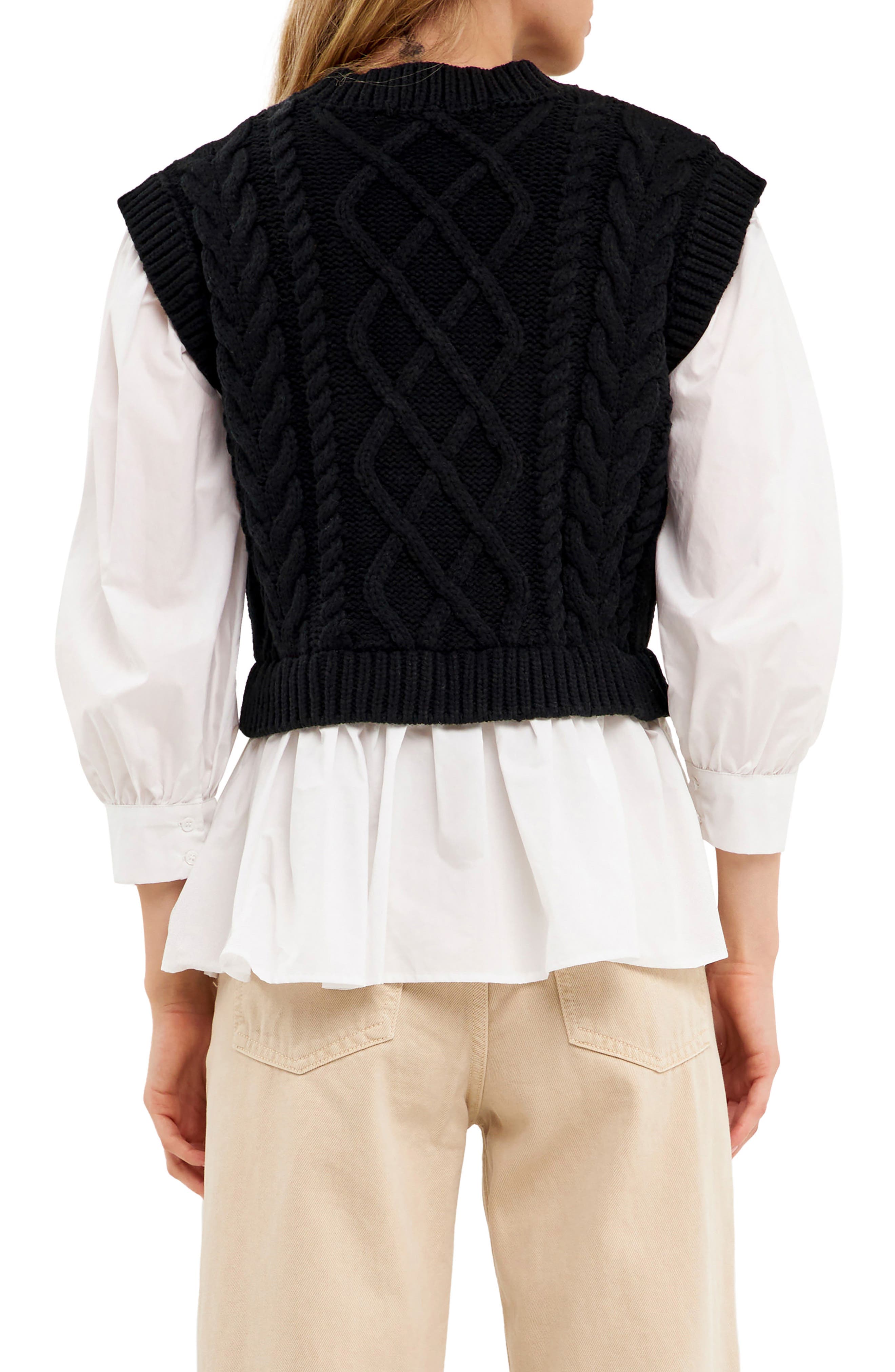 Mixed Media Cable Sweater - image 2