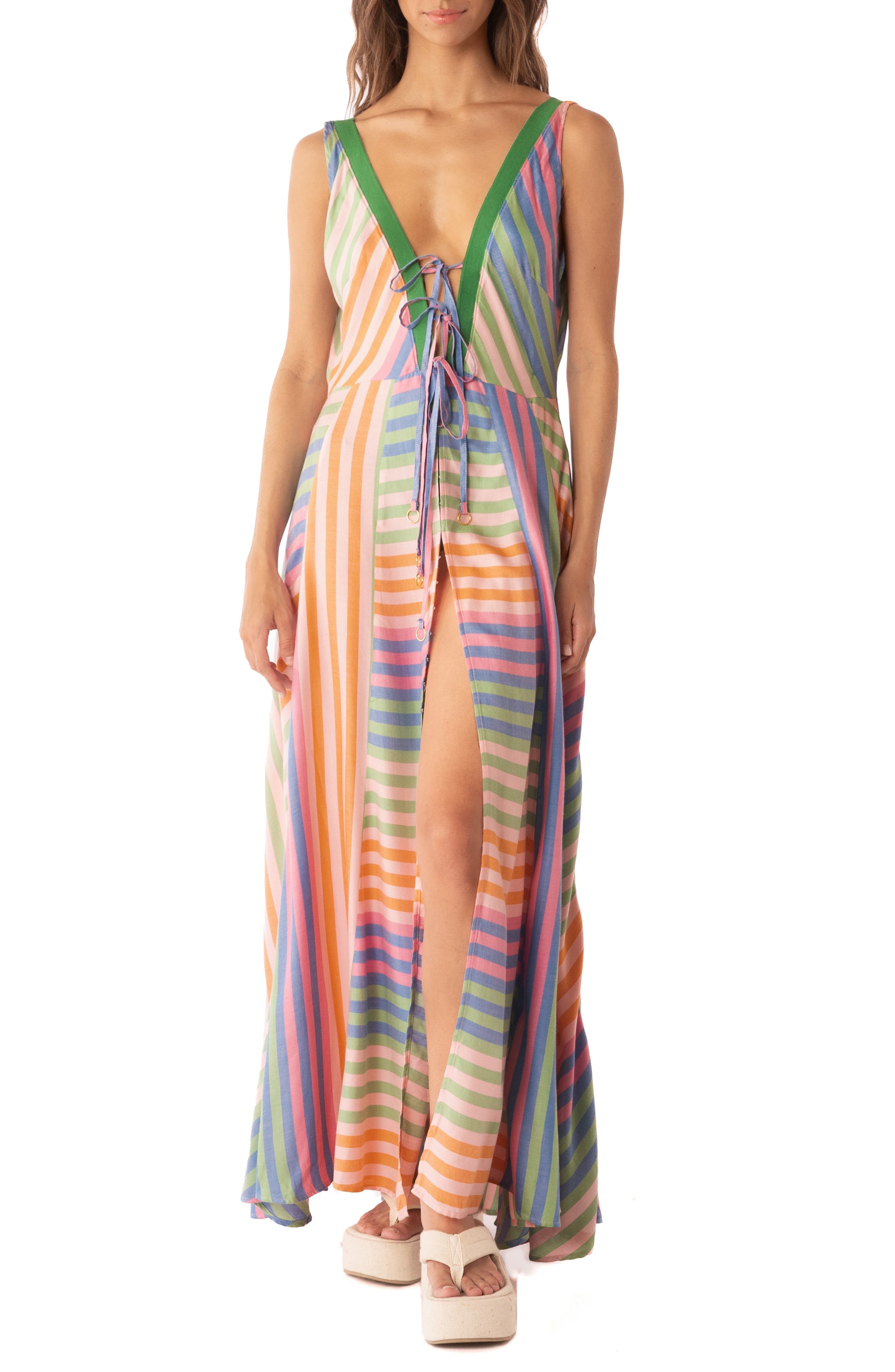 Lewis Mixed Stripe Cover-Up Maxi Dress - image 1