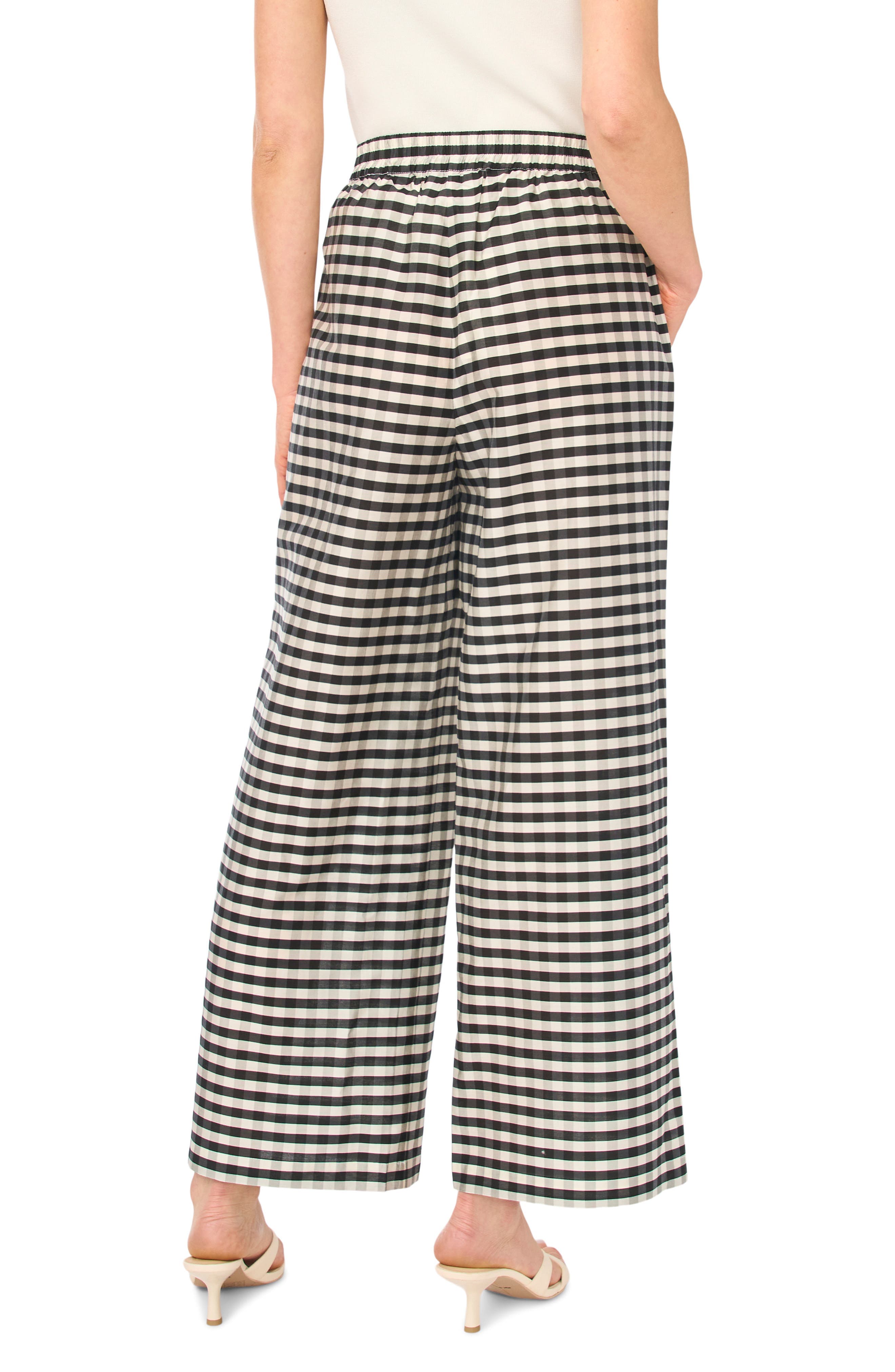 Delia Check Print Wide Leg Pants - image 2