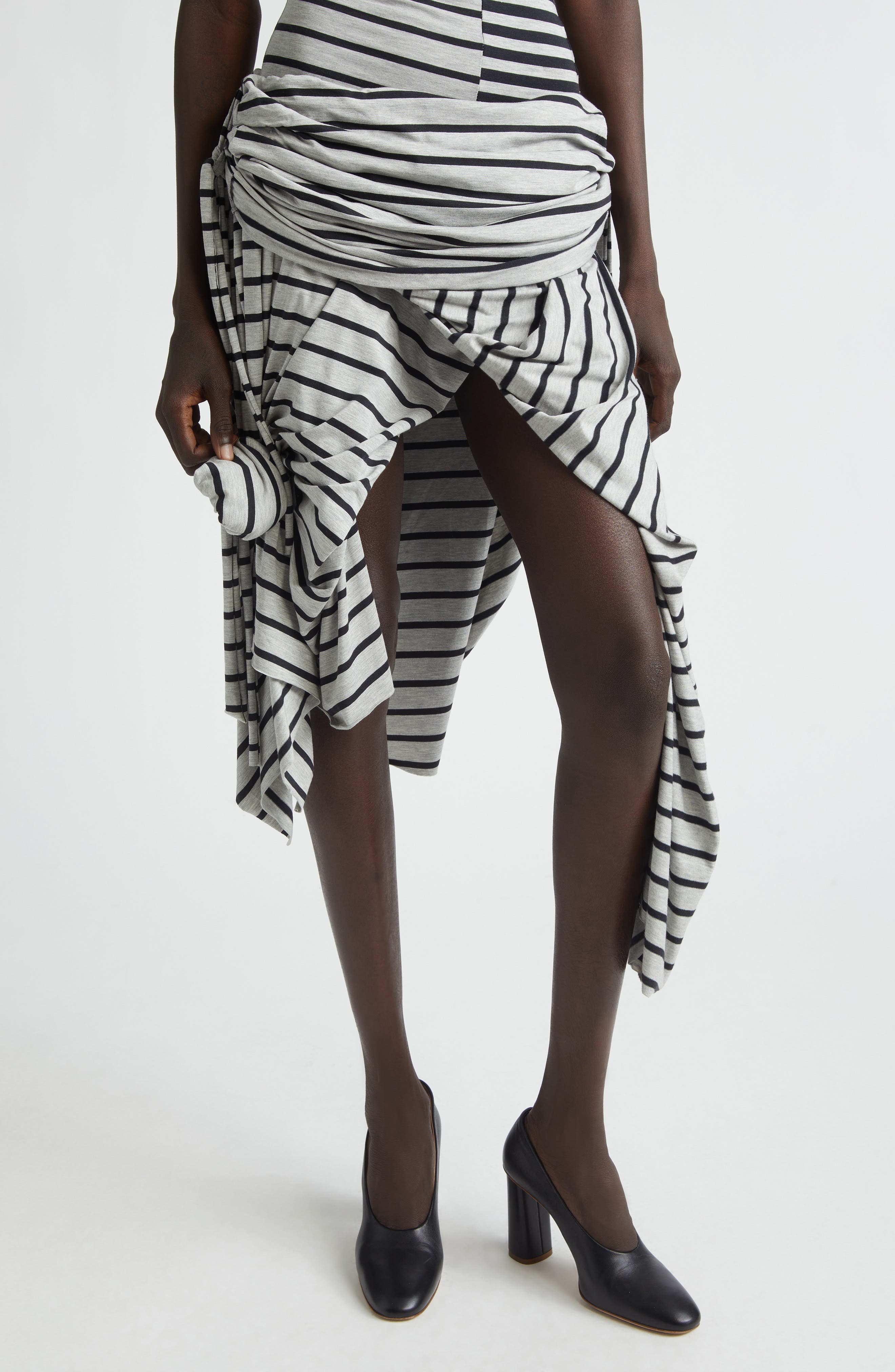Stripe Jersey Asymmetric Skirt - image 1