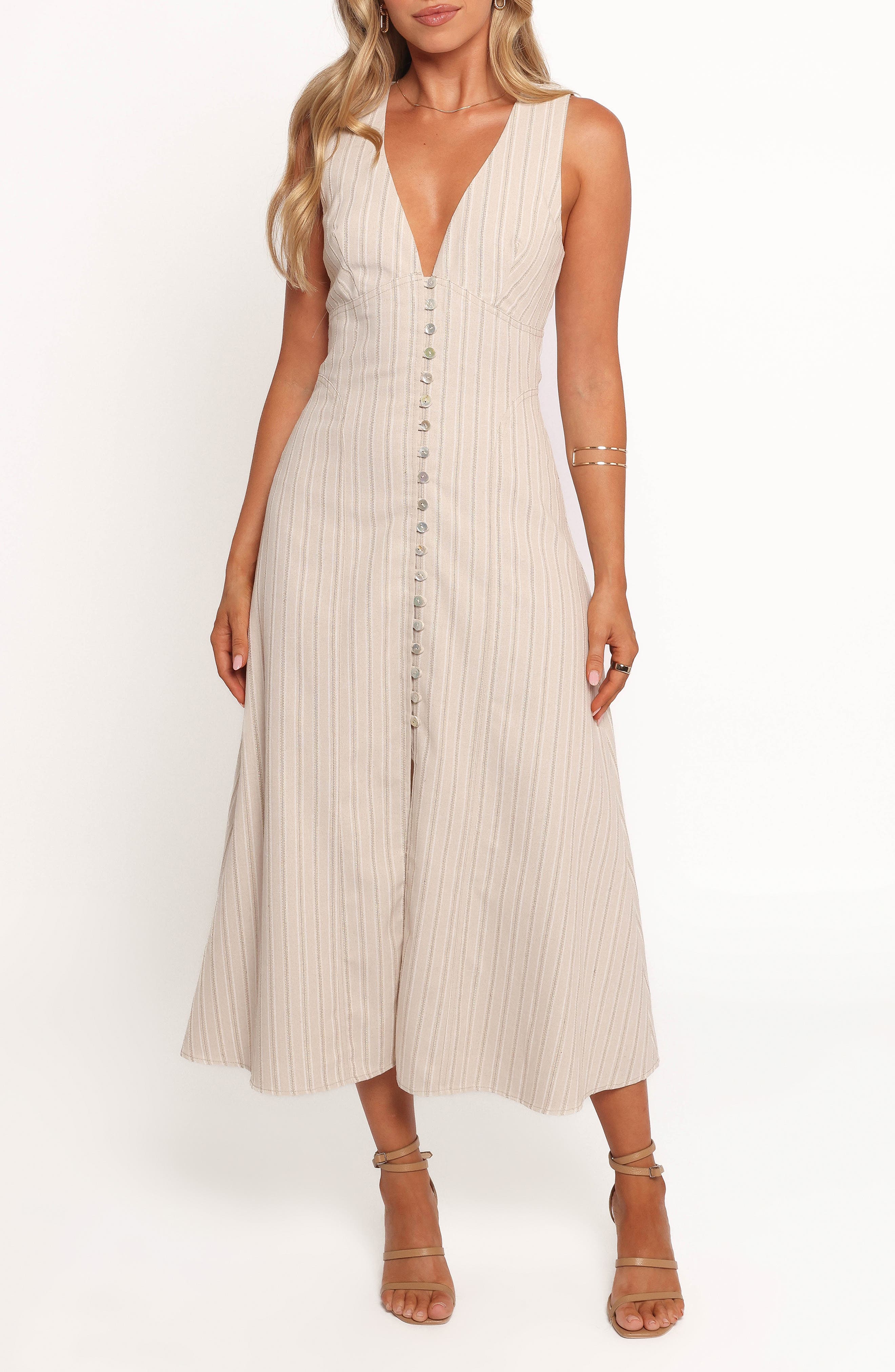 Aisling Stripe Cotton Blend Midi Dress - image 1