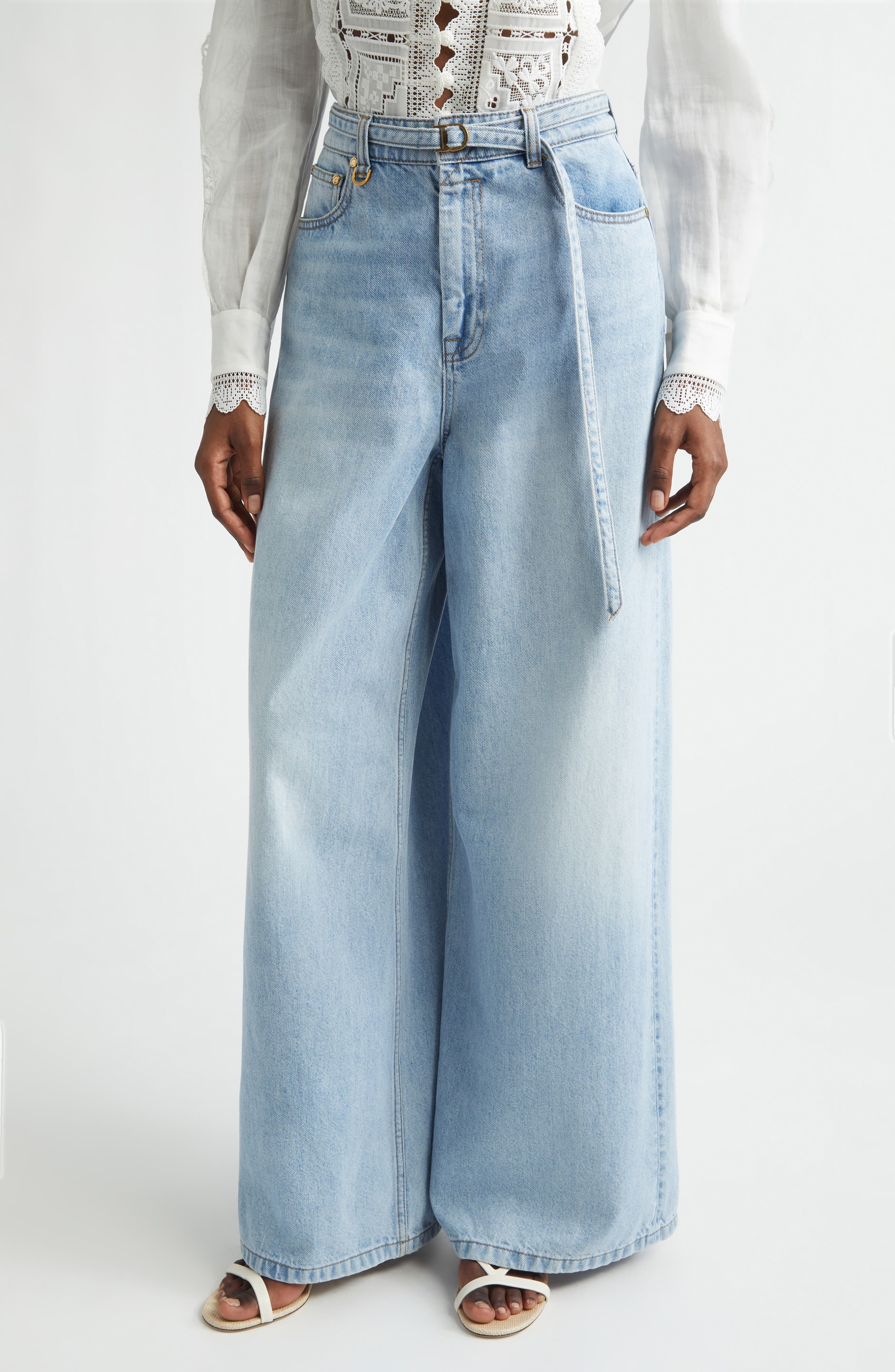 Indra Belted Relaxed Flare Jeans - image 1