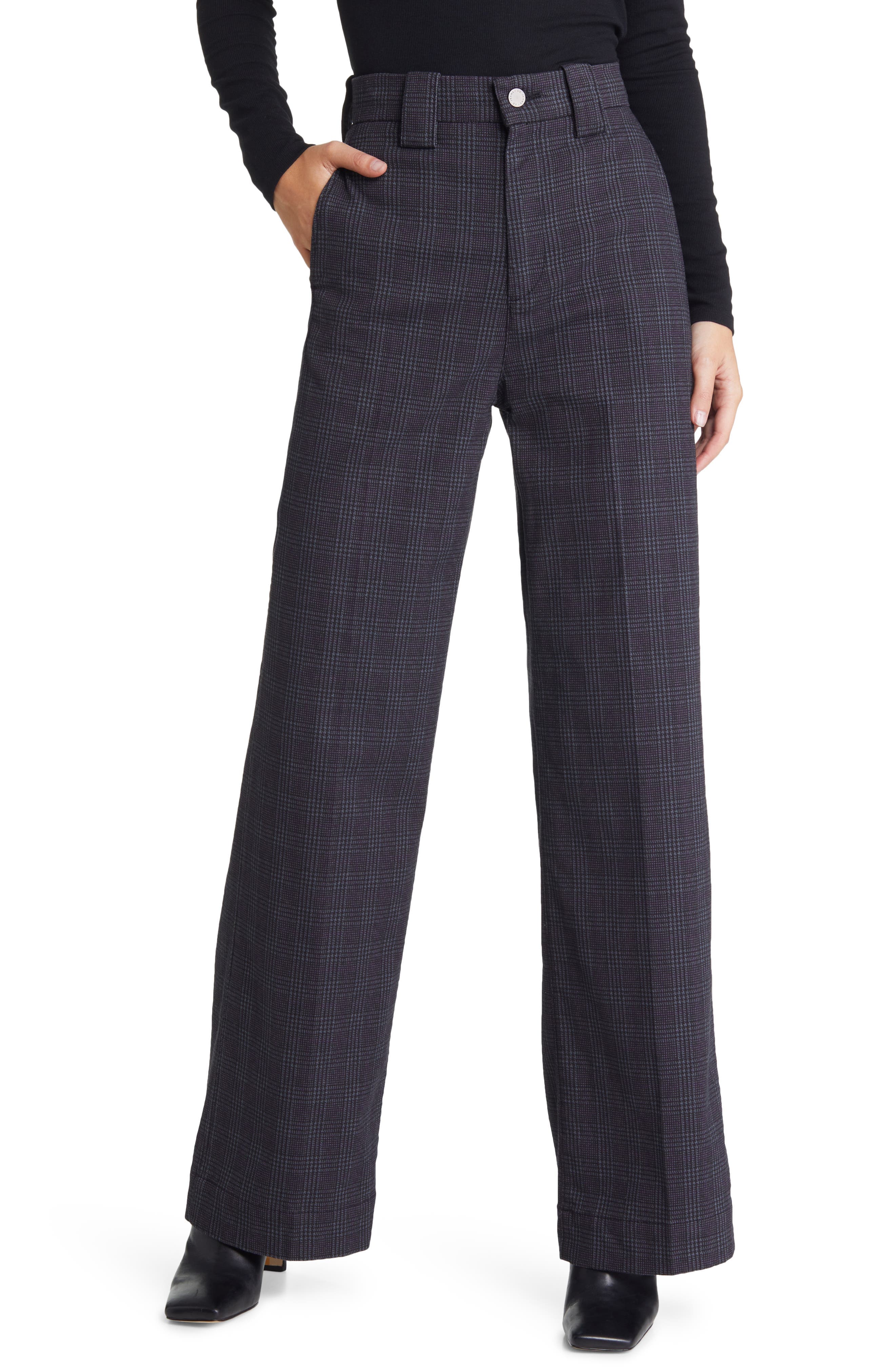 Deven Plaid High Waist Wide Leg Pants - image 1
