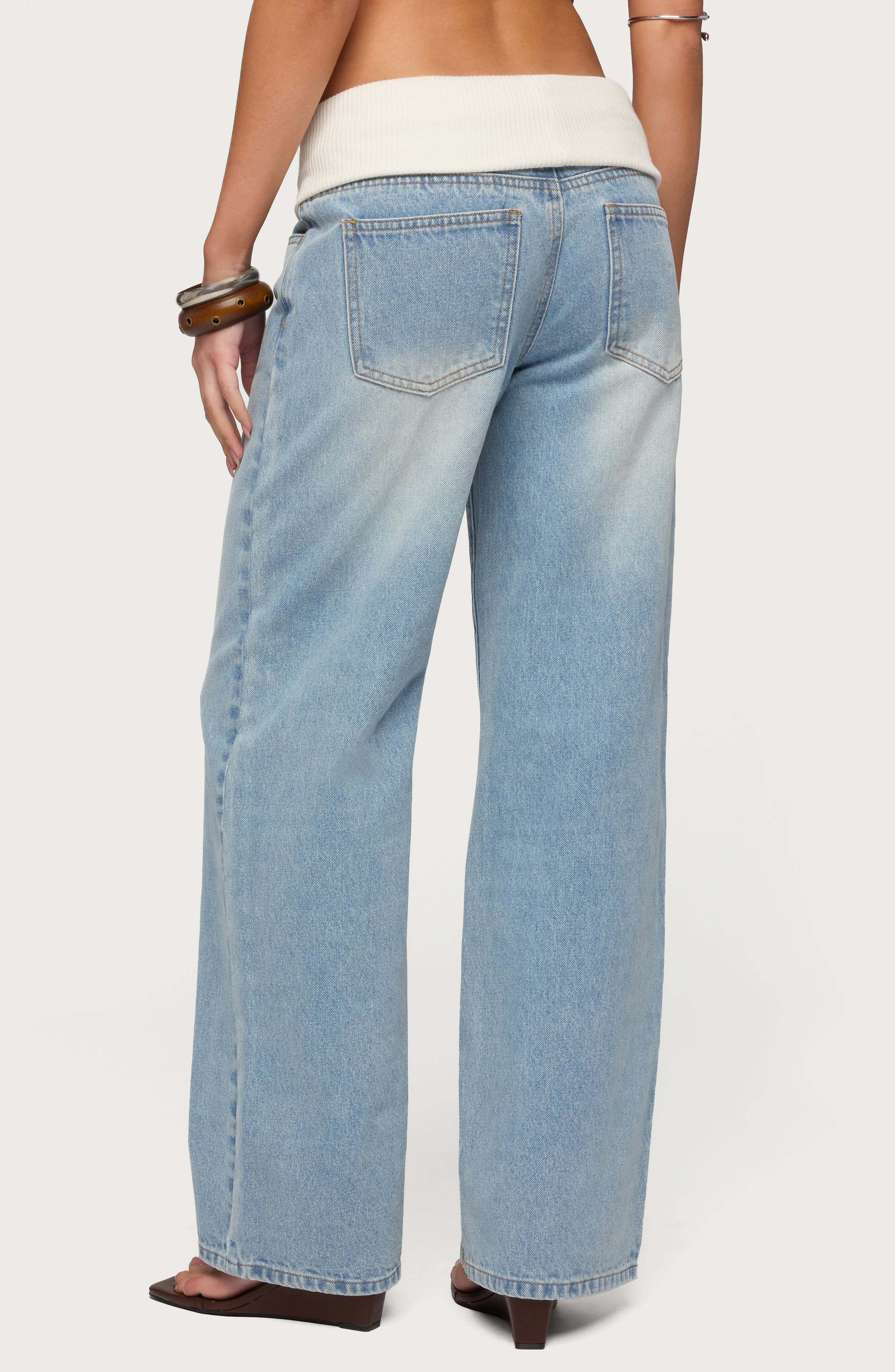 Knit Foldover Low Rise Baggy Jeans - image 2
