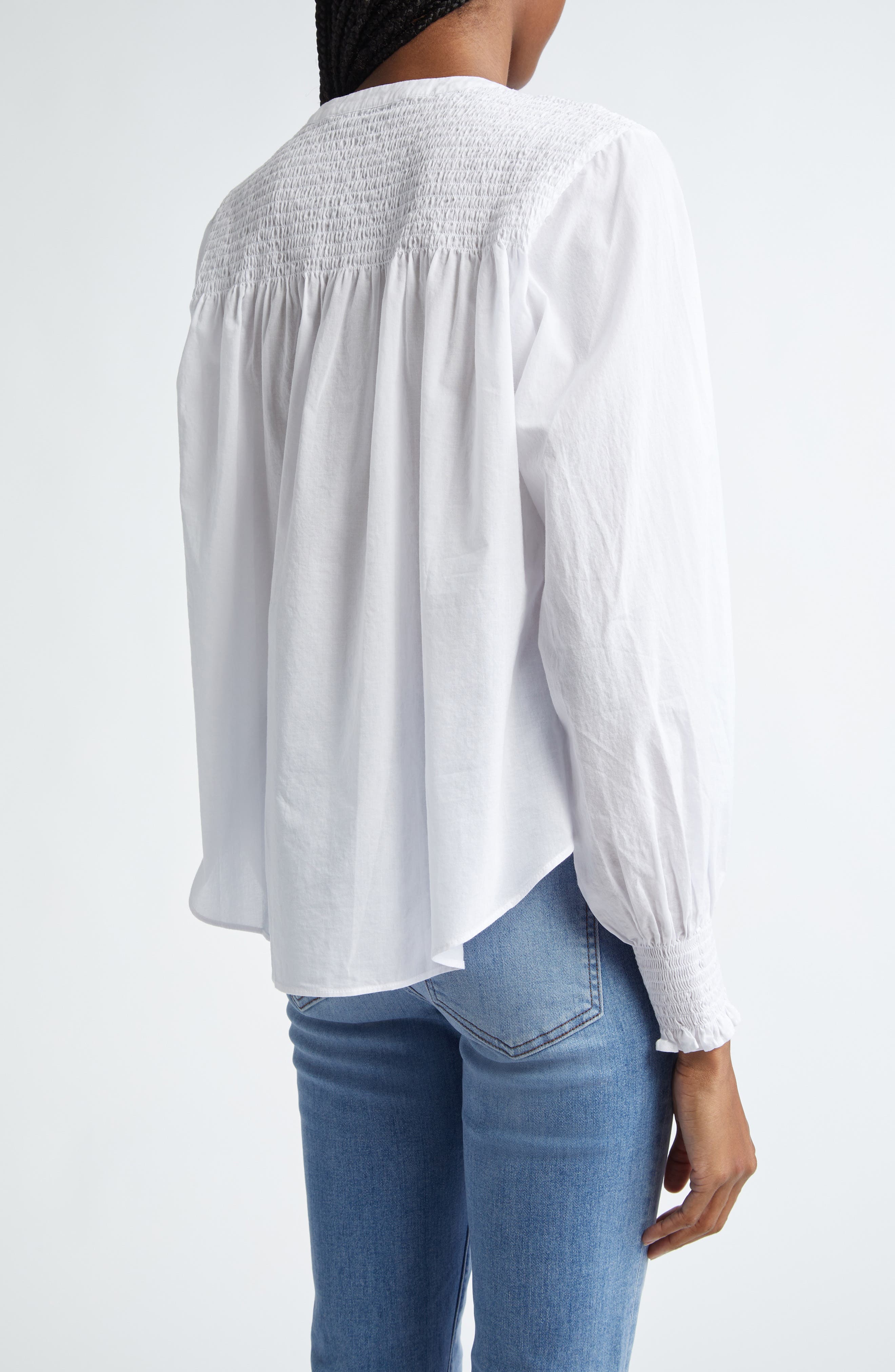 Constanza Smocked Front Button-Up Shirt - image 2
