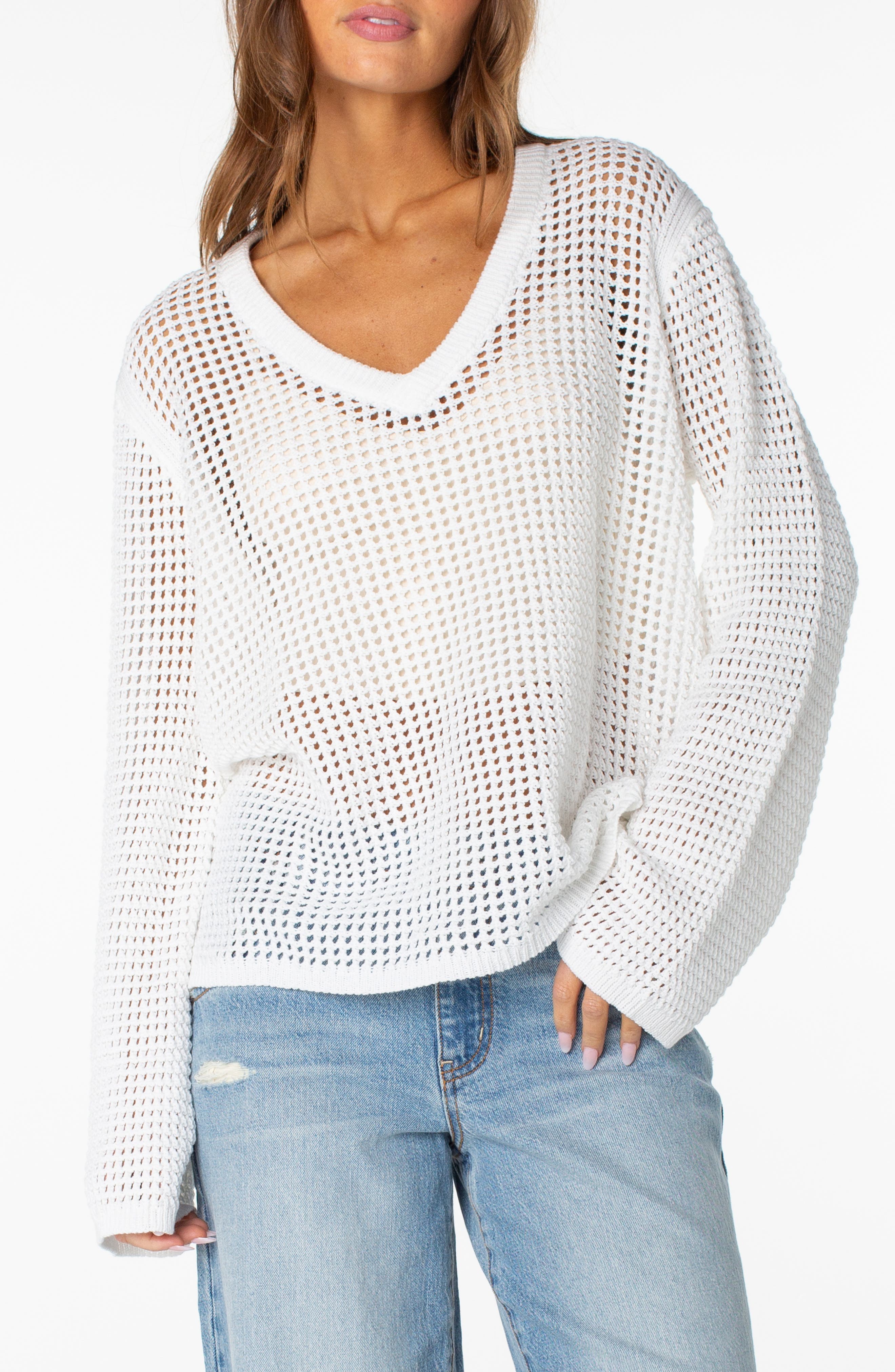 Summer Nights Open Knit V-Neck Top - image 1