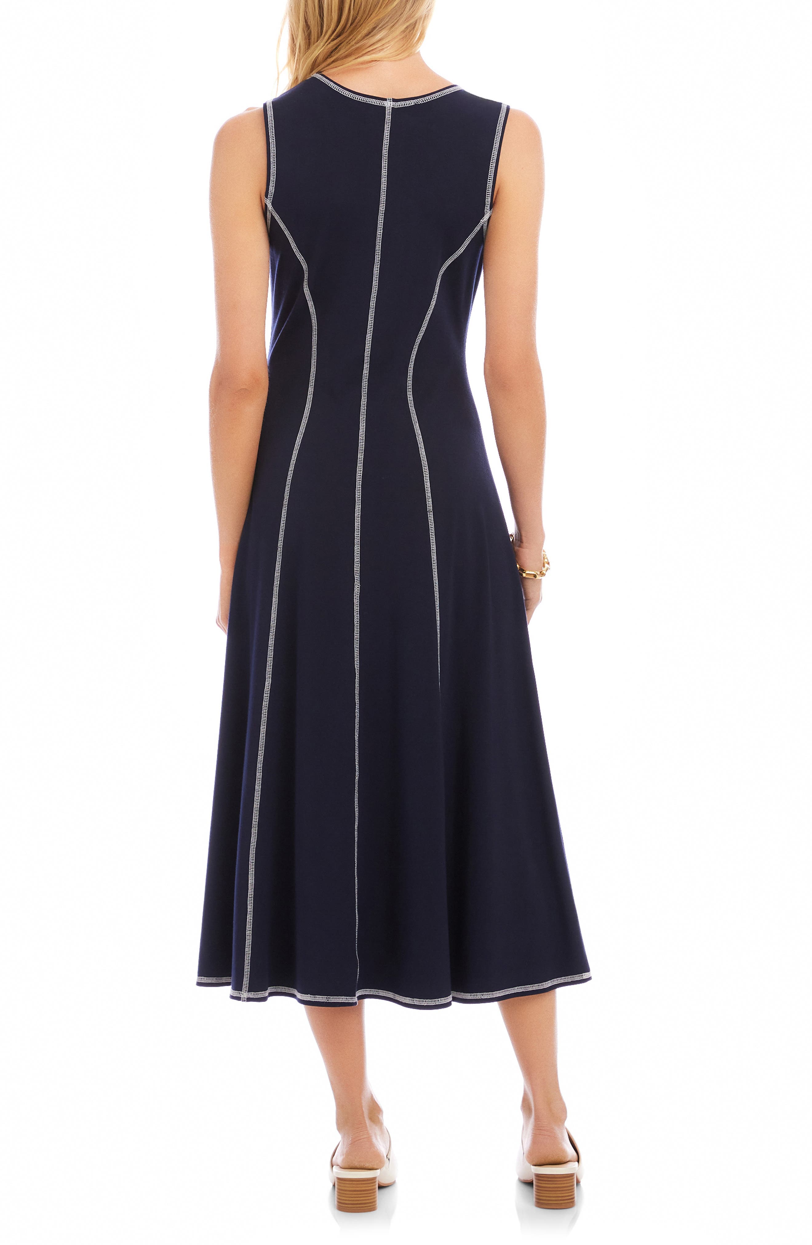 Contrast Stitch Sleeveless Midi Dress - image 2