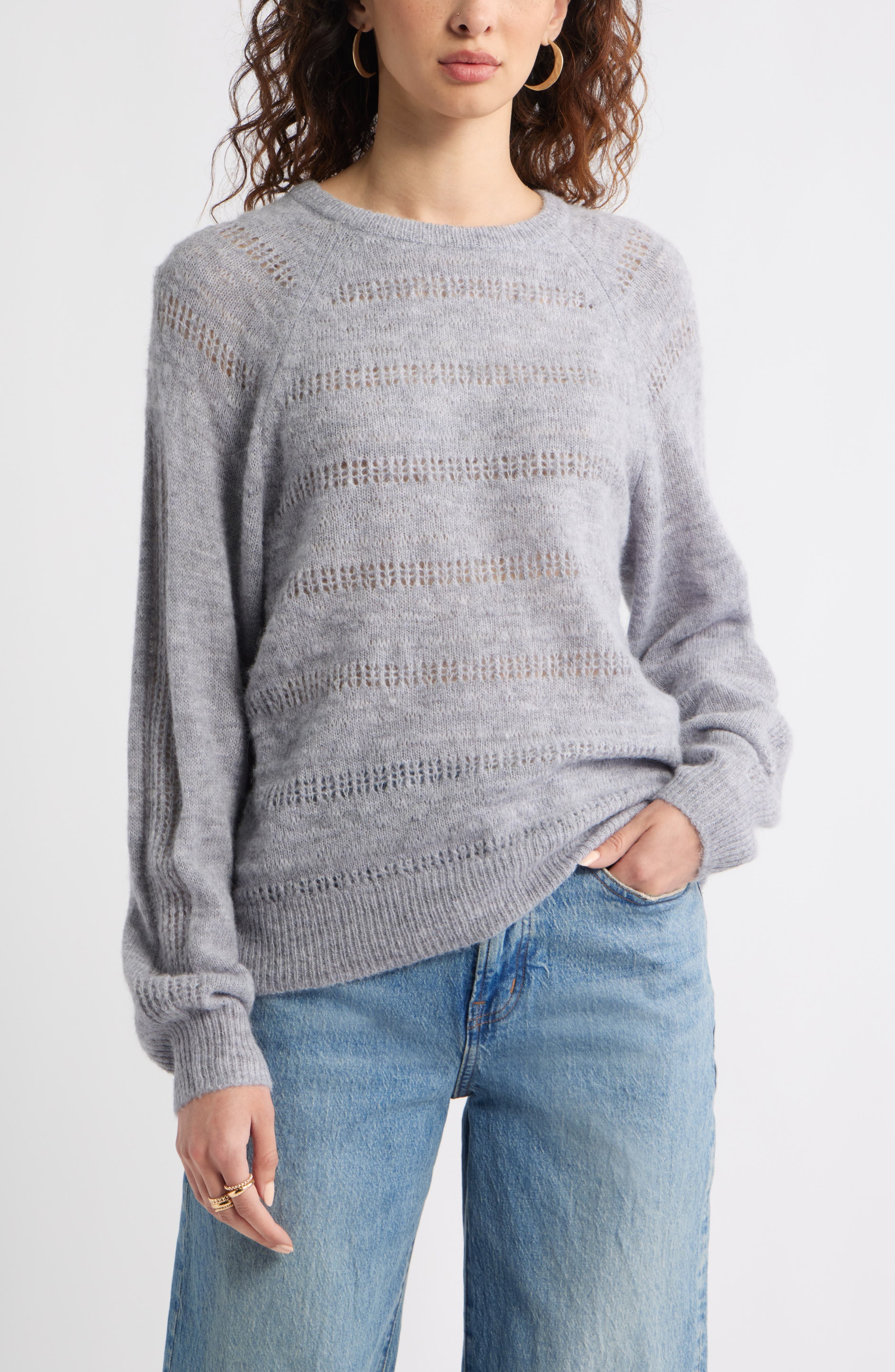 Pointelle Raglan Sleeve Sweater - image 1