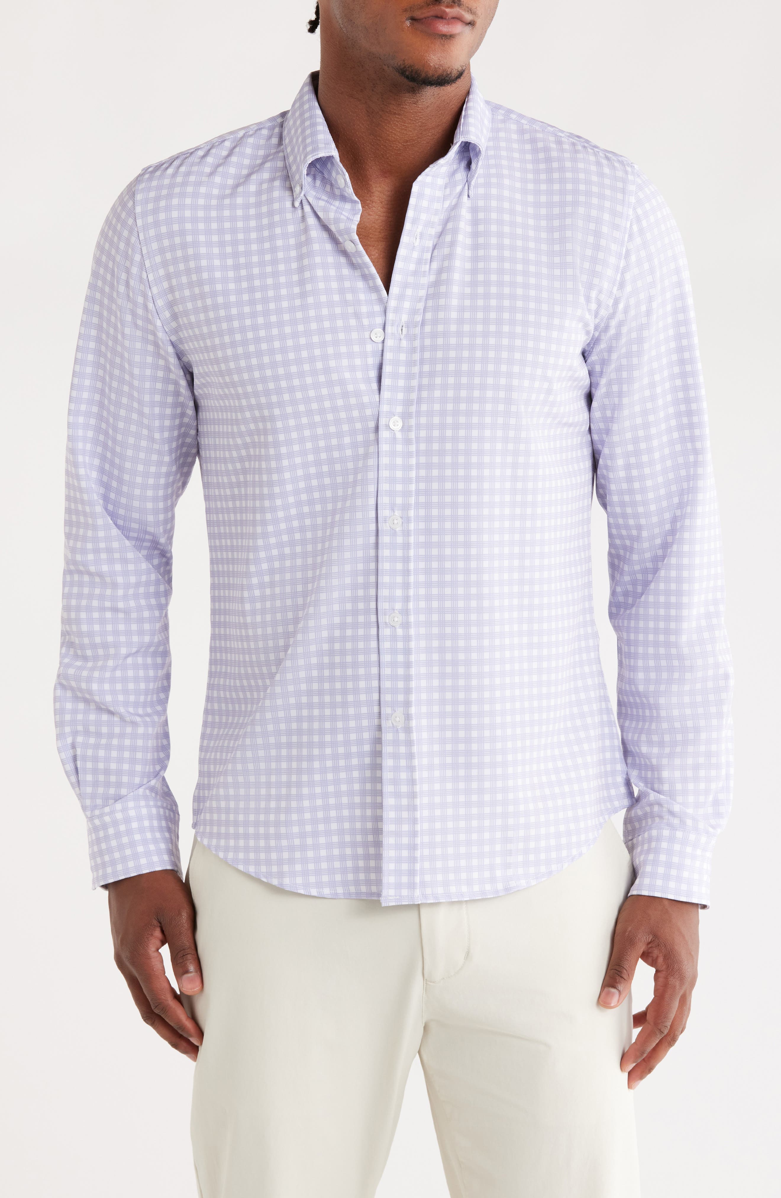 Gingham Tech Long Sleeve Shirt - image 1