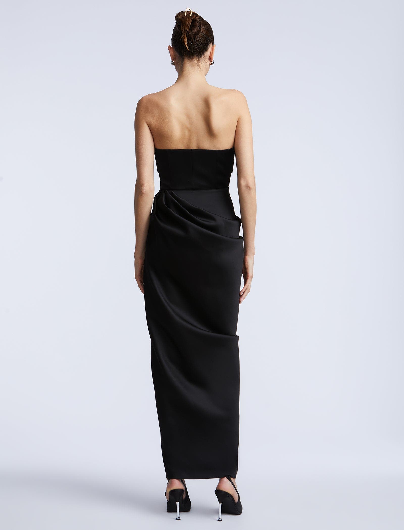 Solid Bodice Wrap Skirt Gown - image 2