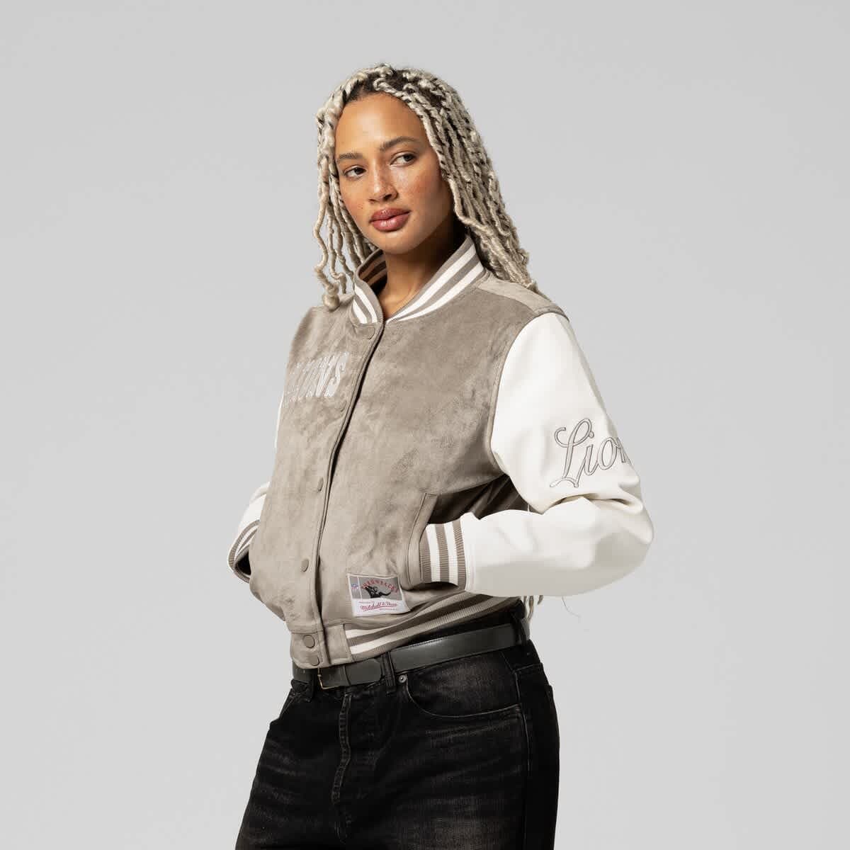 Women's Mitchell & Ness  Tan Detroit Lions Full-Snap Varsity Jacket - image 2