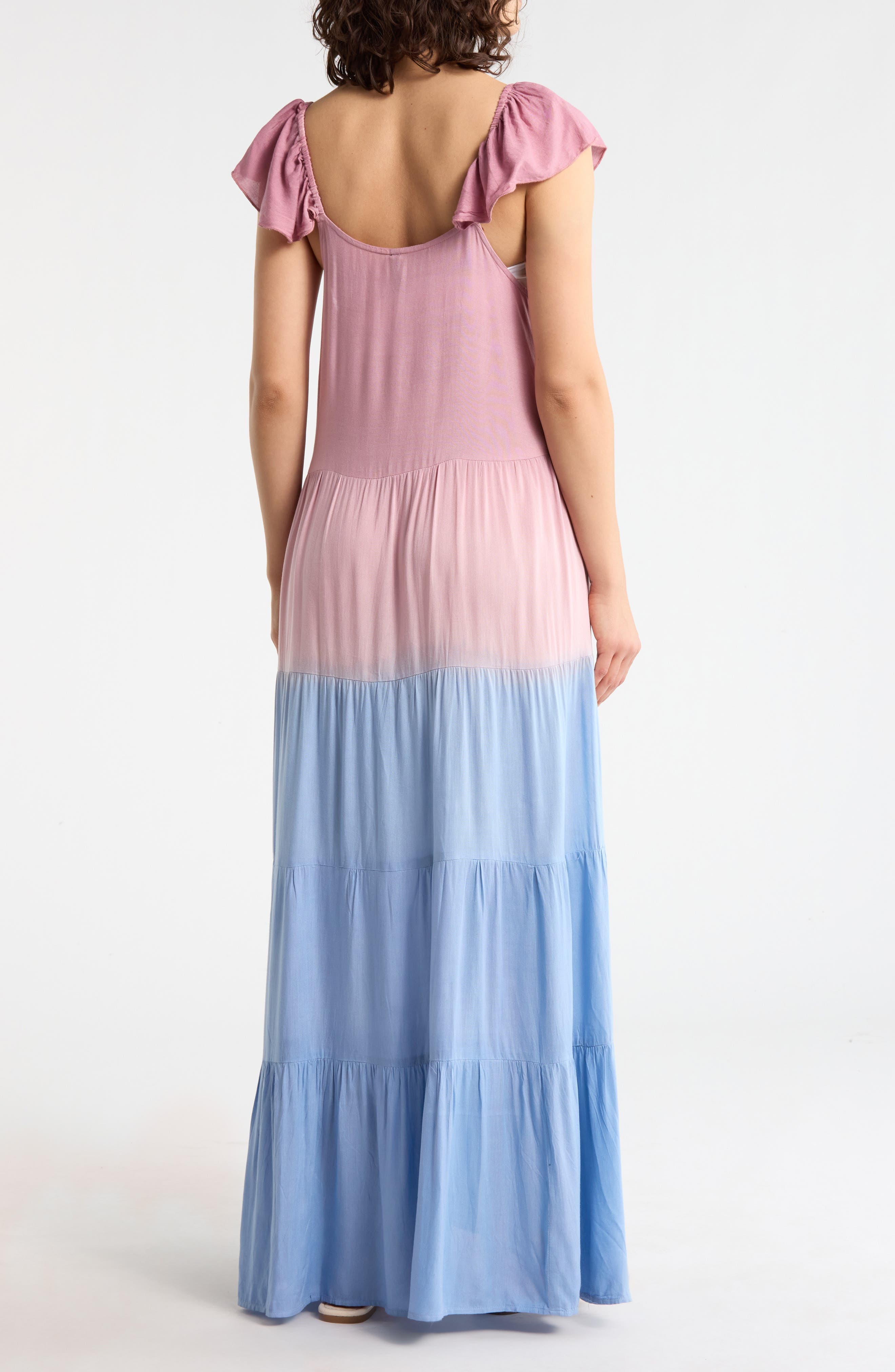 Ombre Flutter Sleeve Cover-Up Maxi Dress - image 2