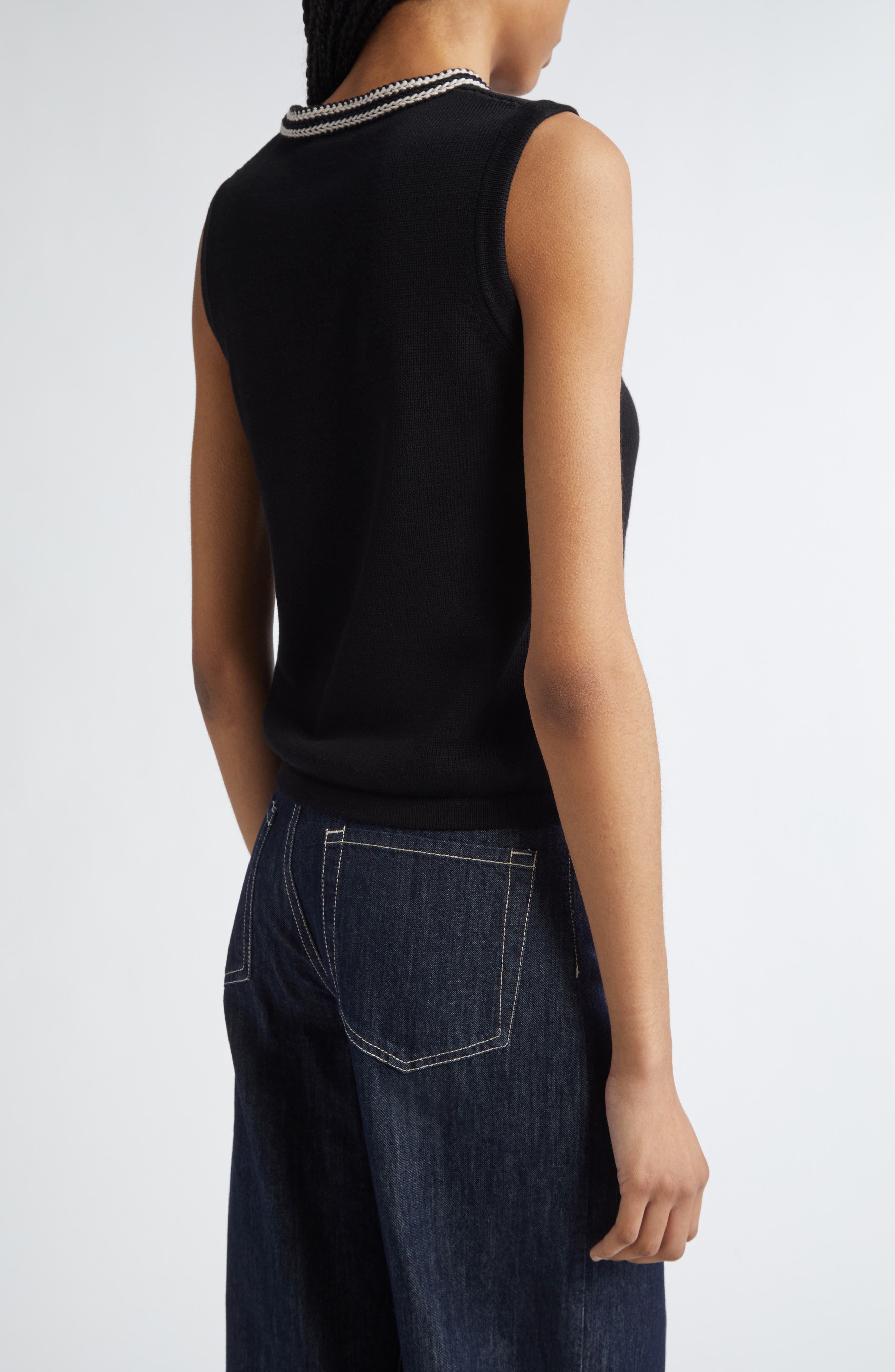Udine Embroidered Cotton Sweater Tank - image 2