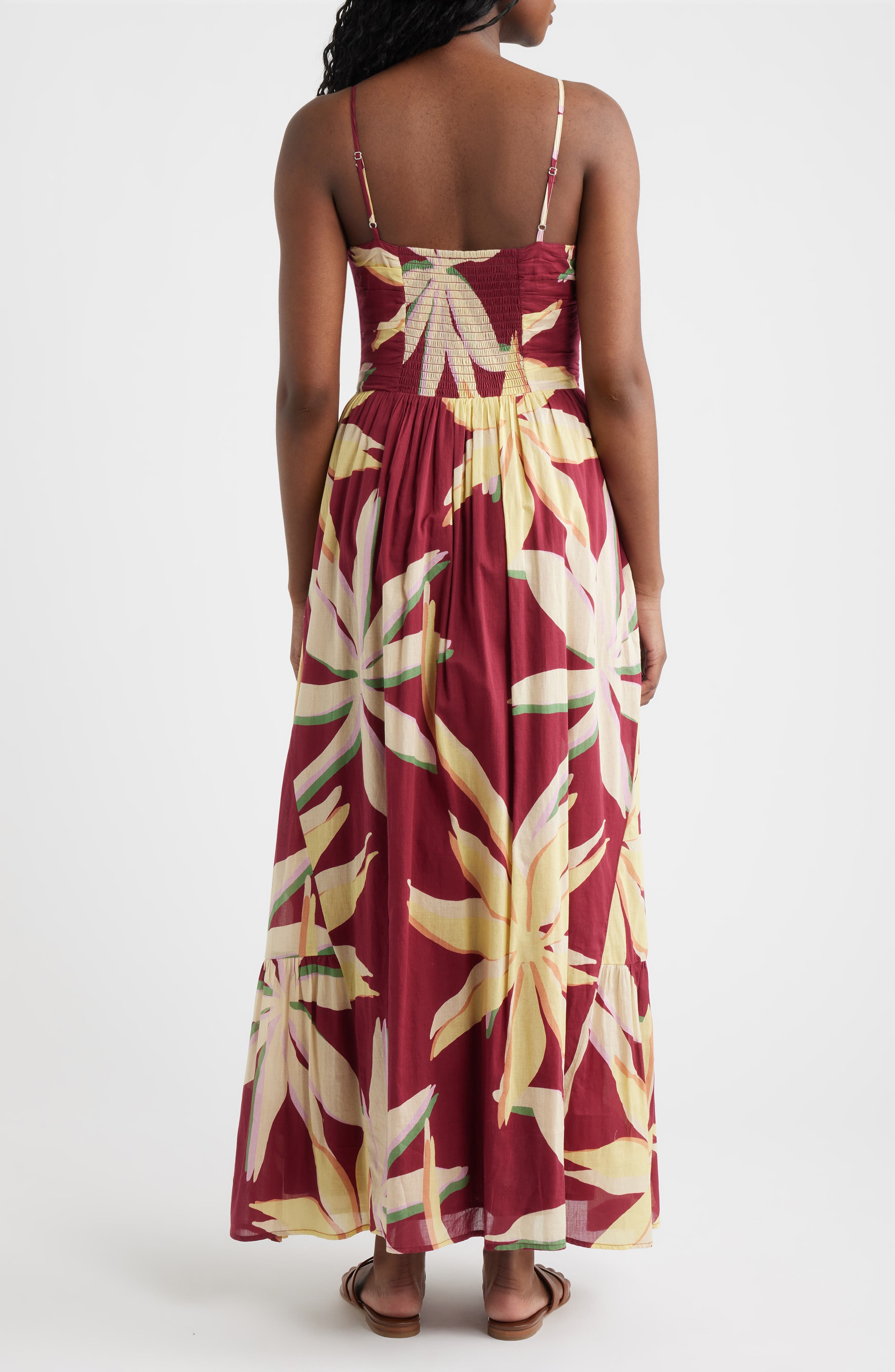 Palm Floral Print A-Line Maxi Sundress - image 2