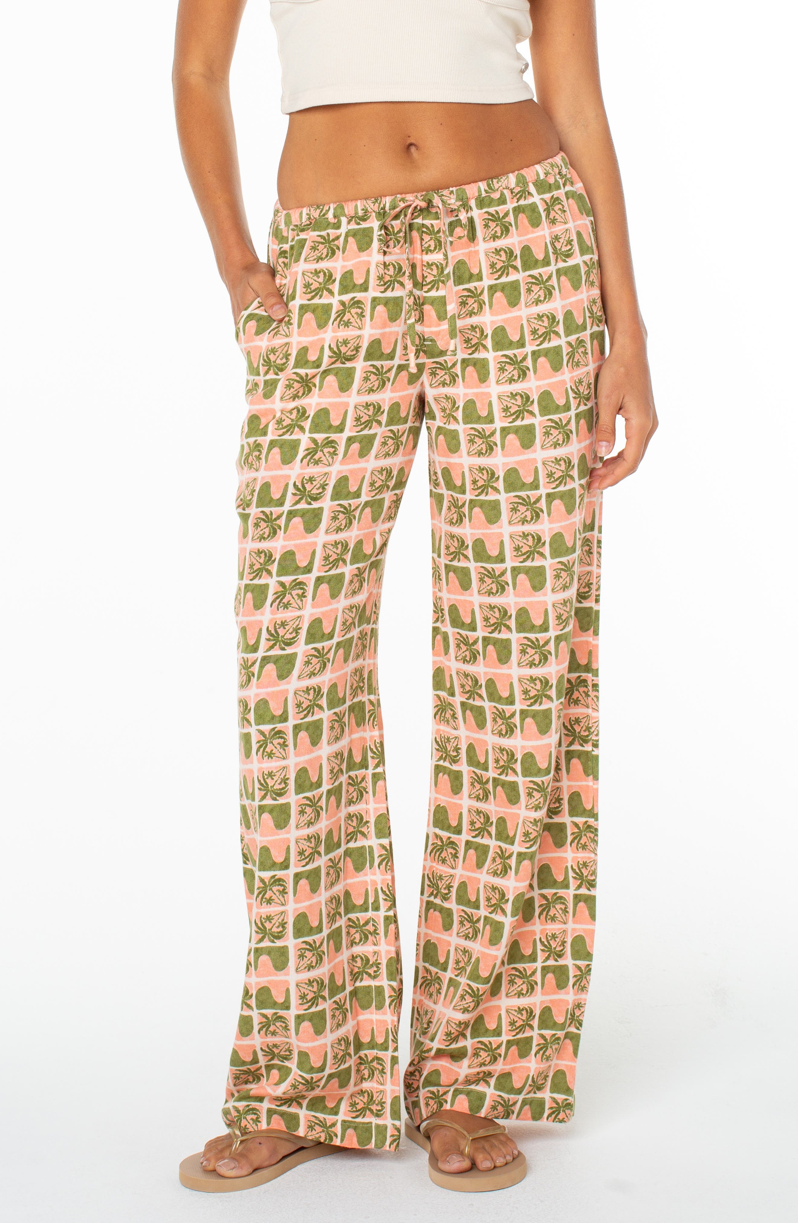 Iyla Printed Wide Leg Drawstring Pants - image 1