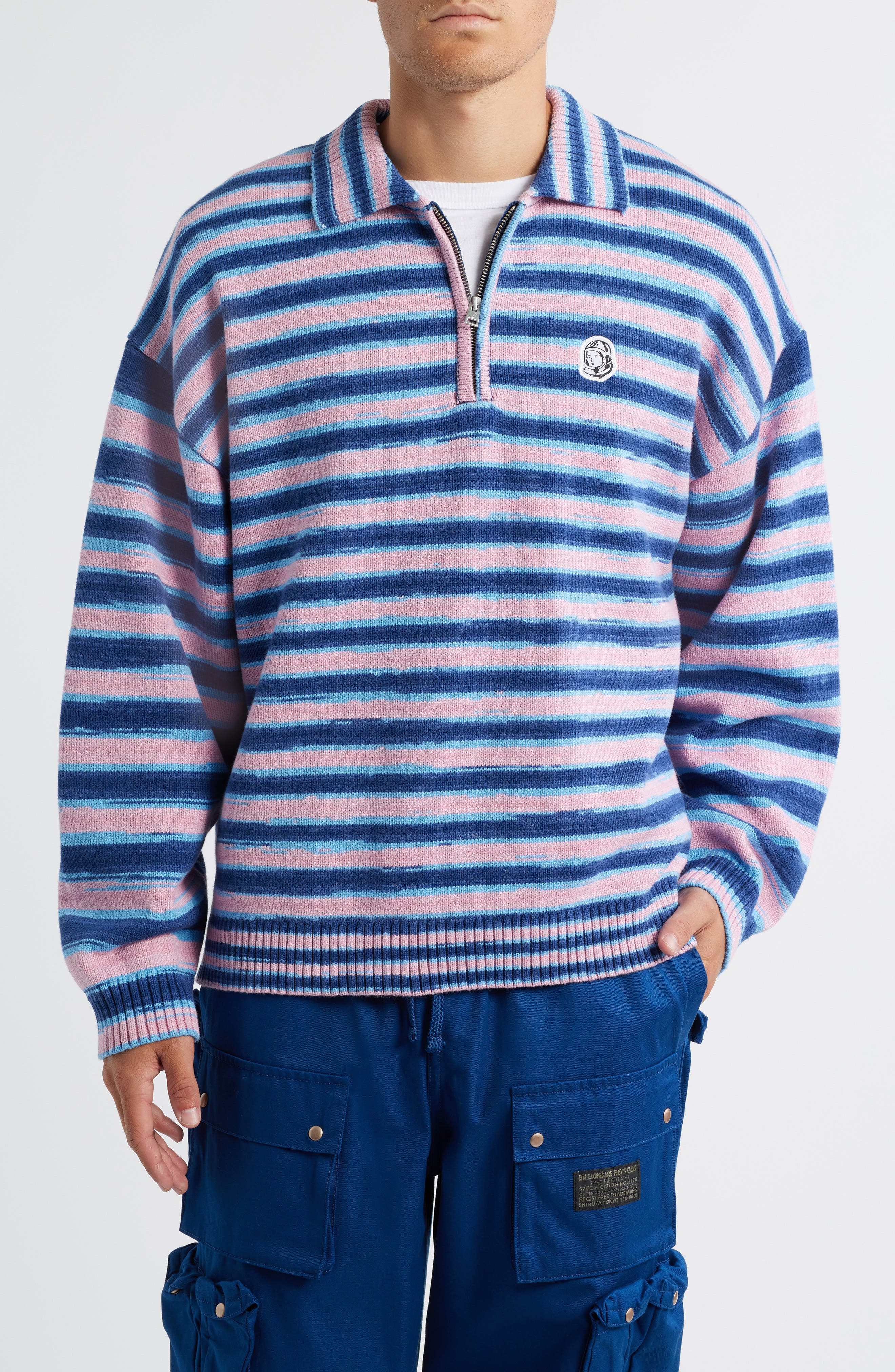 Curve Stripe Cotton Quarter Zip Graphic Sweater - image 3