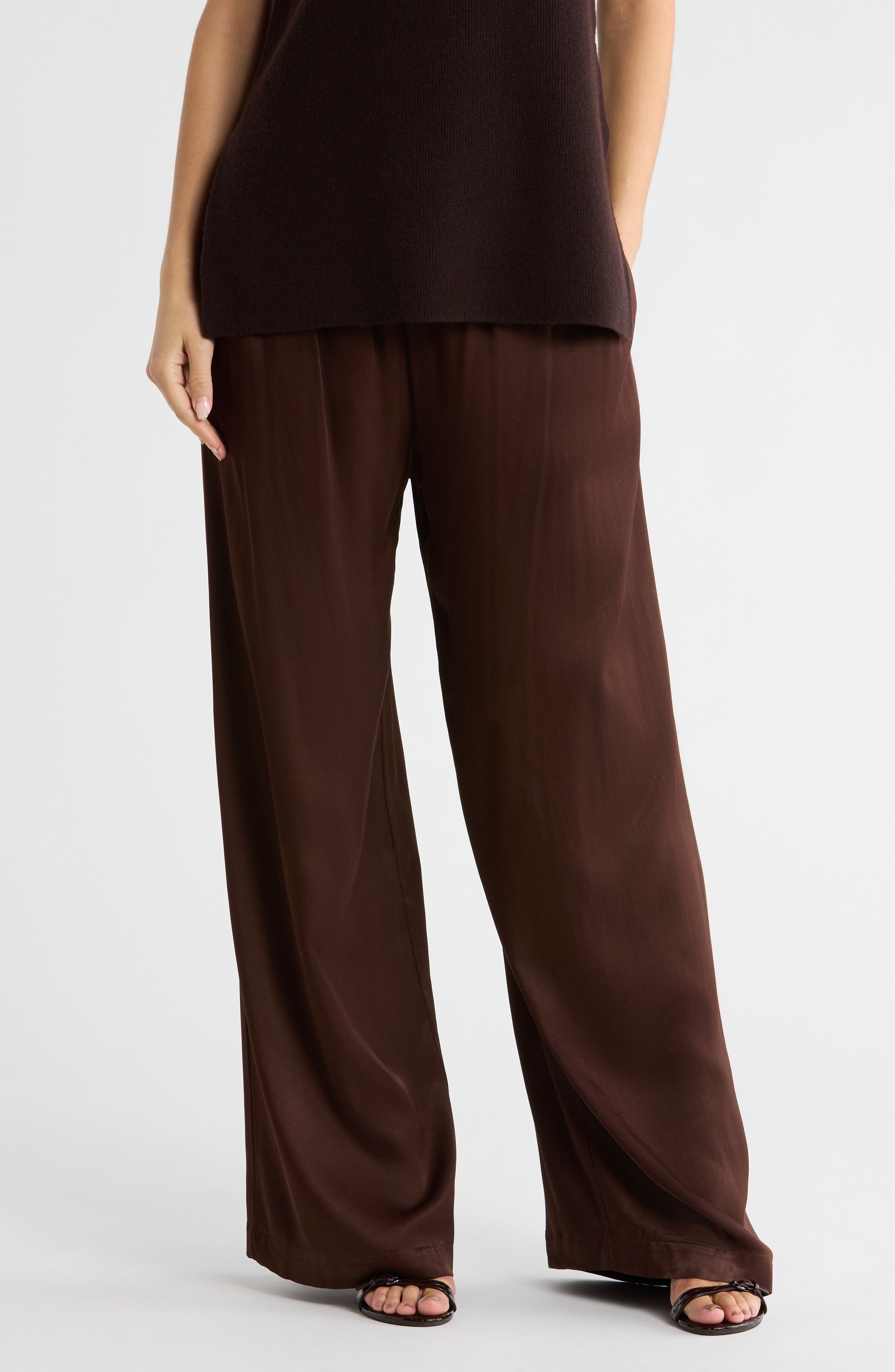 Tie Front Satin Wide Leg Pants - image 3