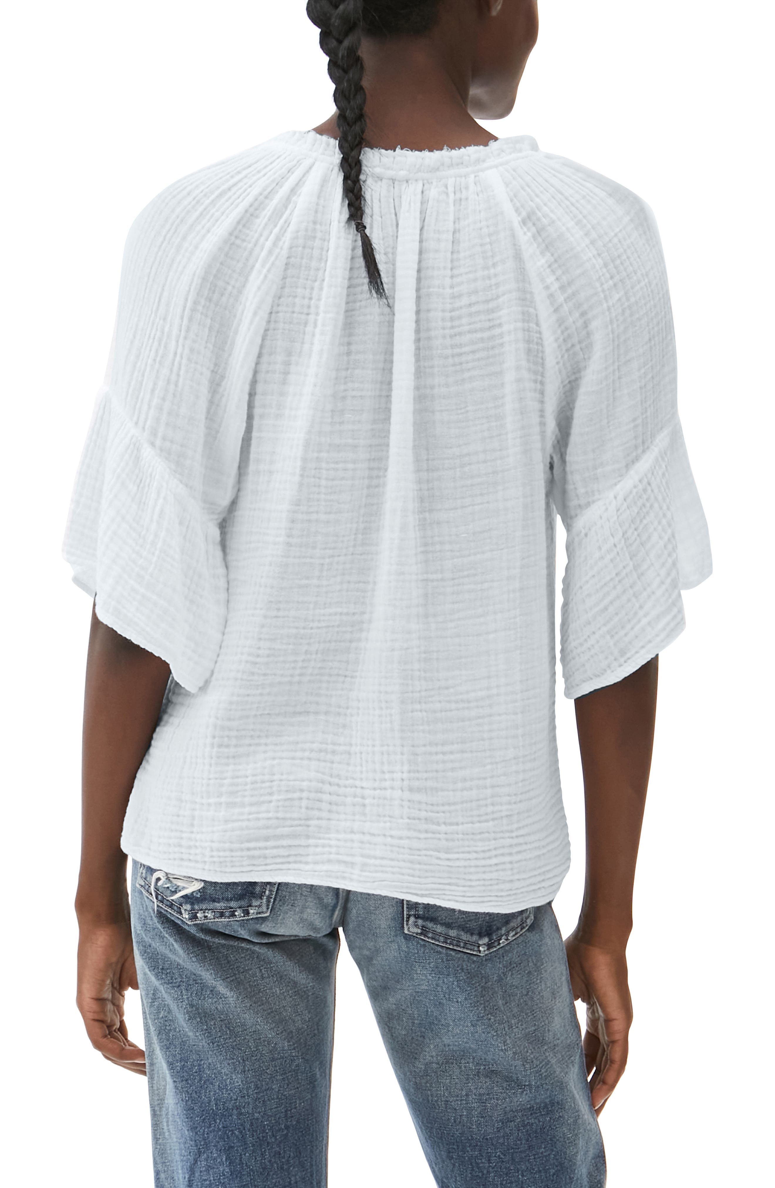 Savannah Flutter Sleeve Cotton Gauze Top - image 2
