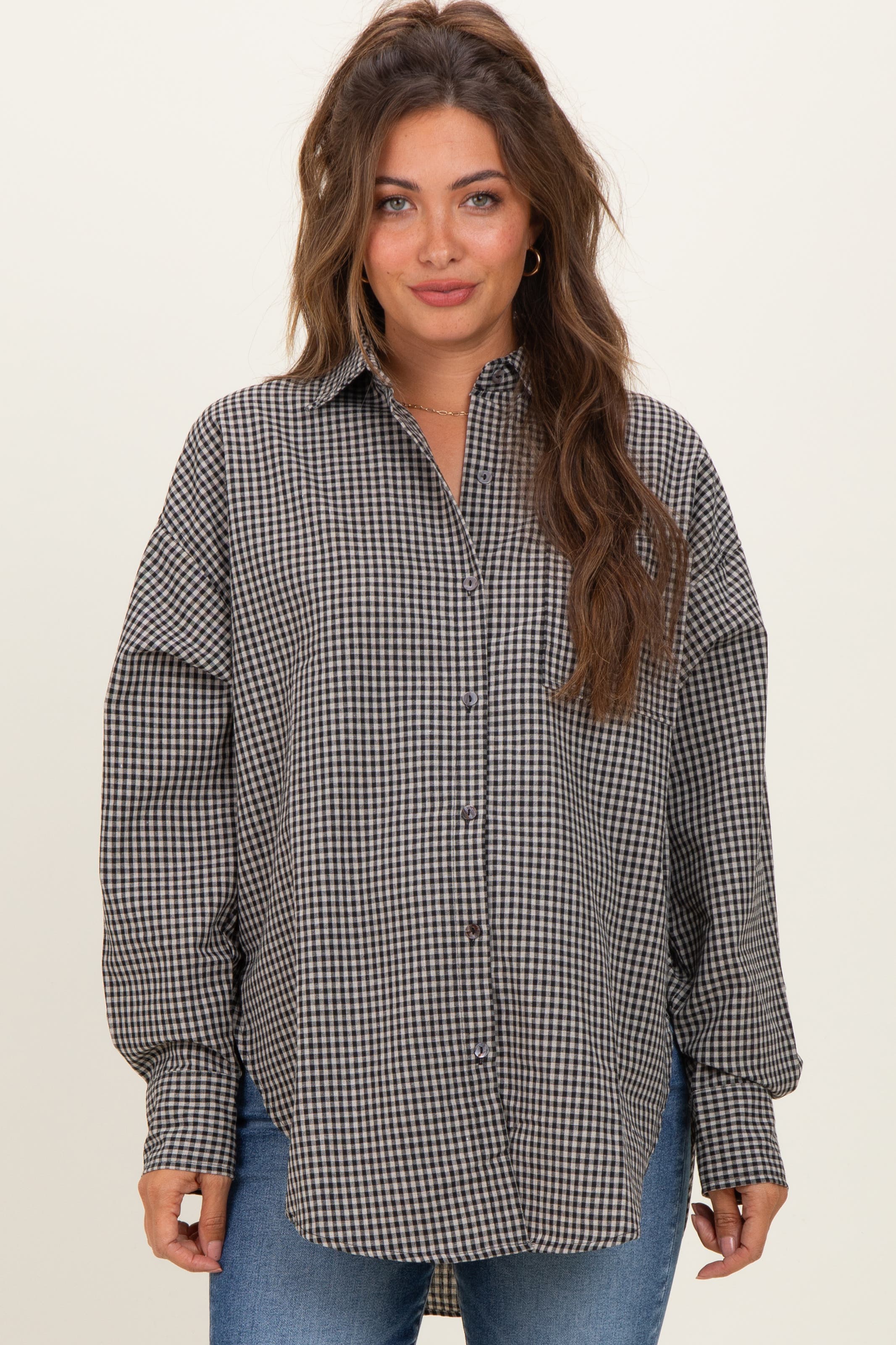 Plaid Linen Blend Button Down Shirt - image 2