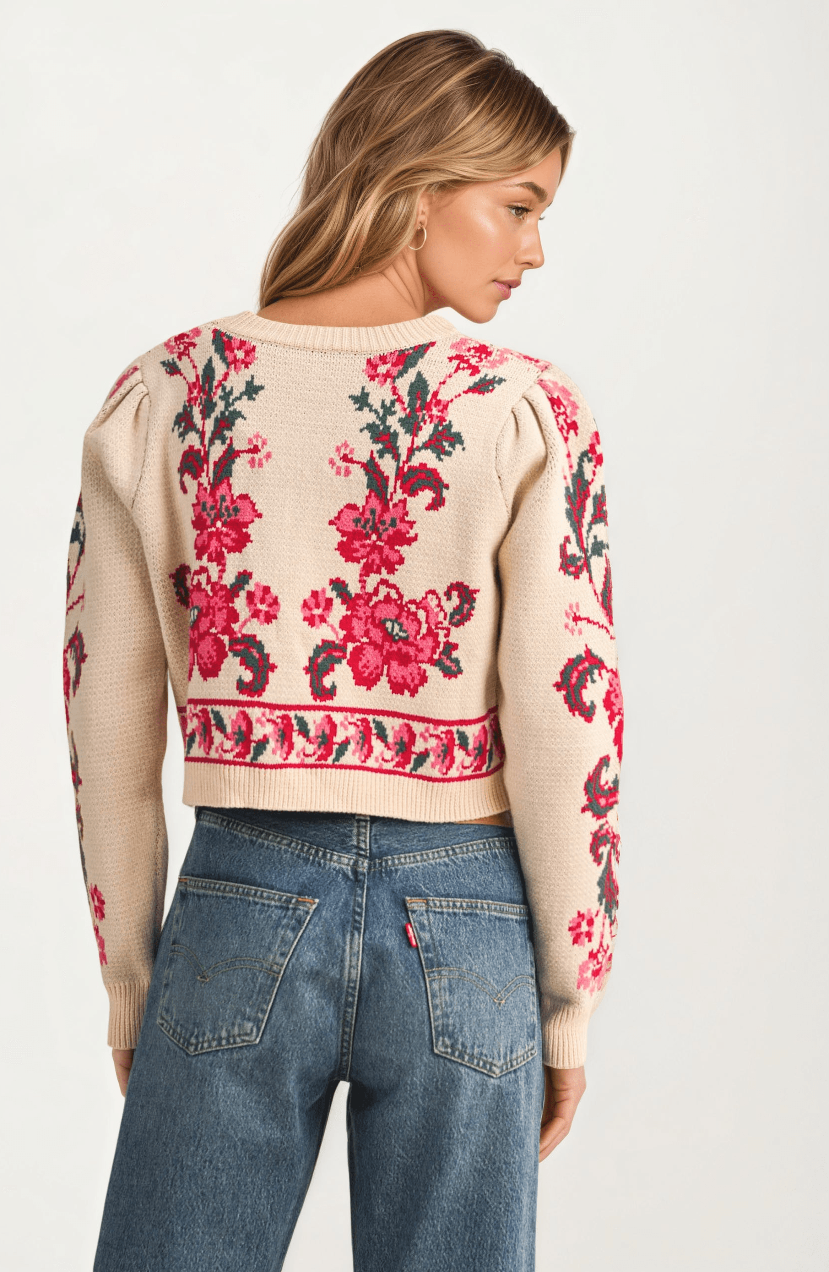 Floral Tie-Front Cropped Cardigan - image 2