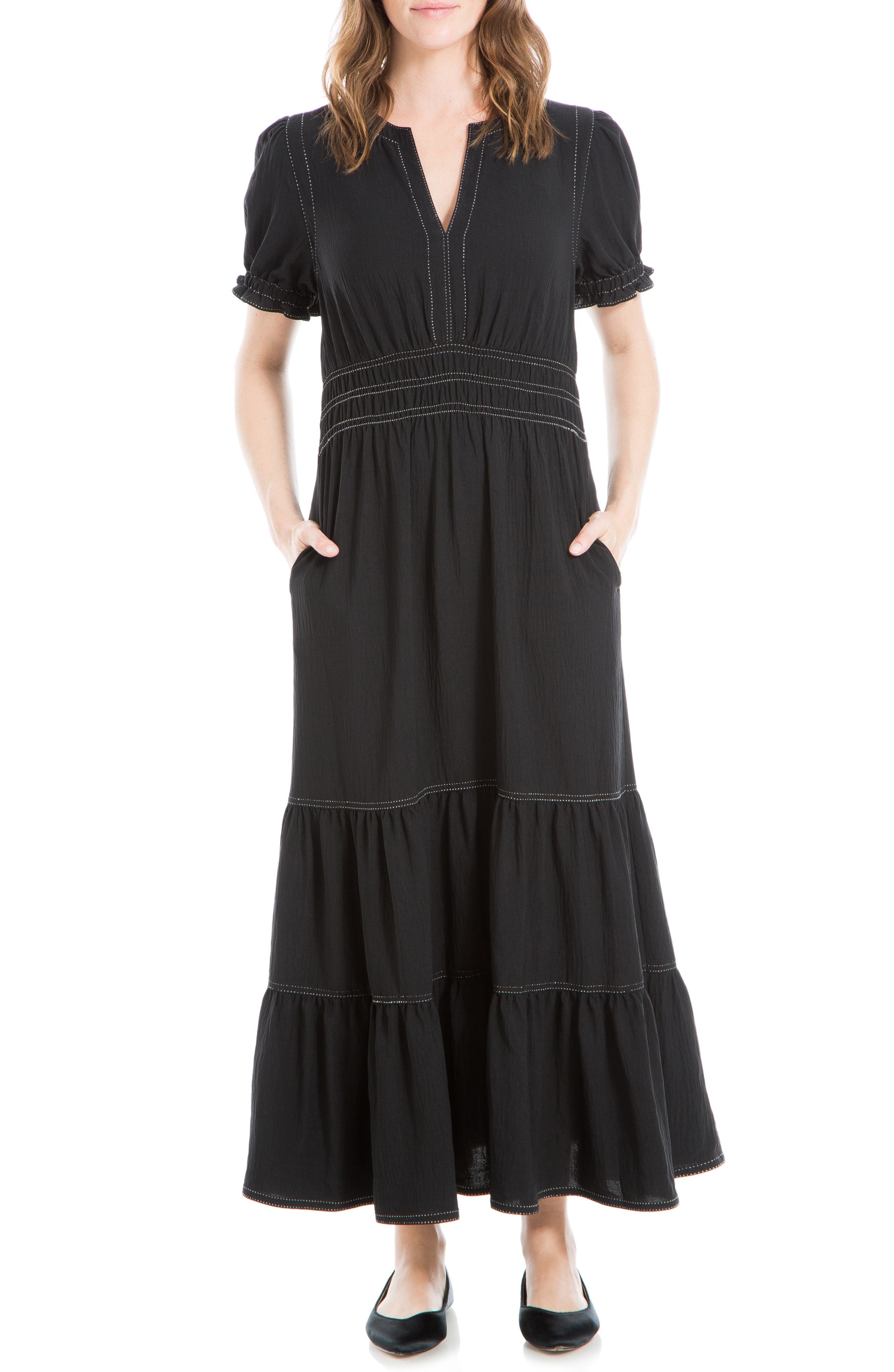 Tiered Crepe Maxi Dress - image 1