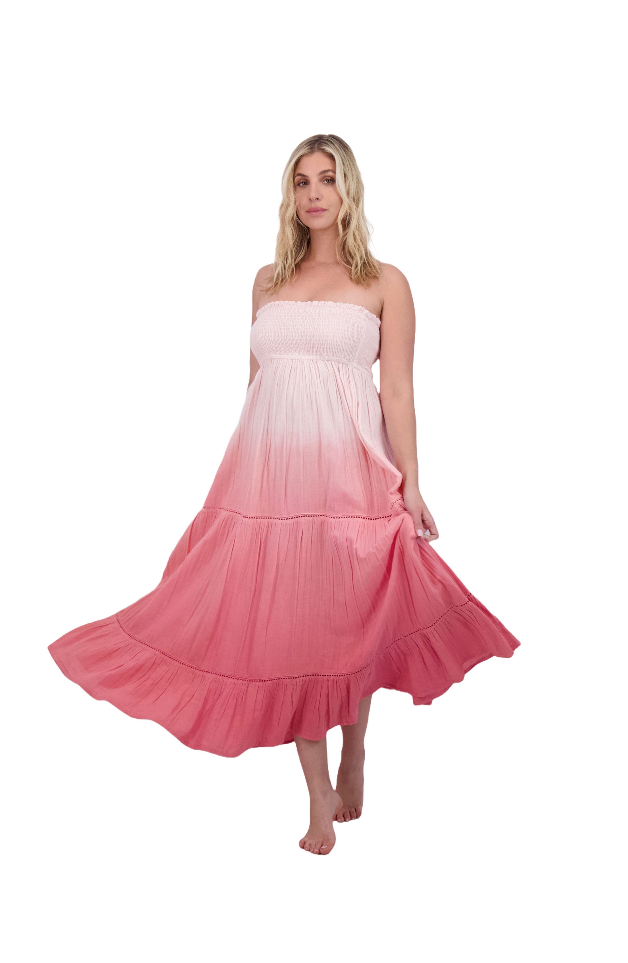 Fati Women's Strapless Maxi Dress Rose Ombre - image 1