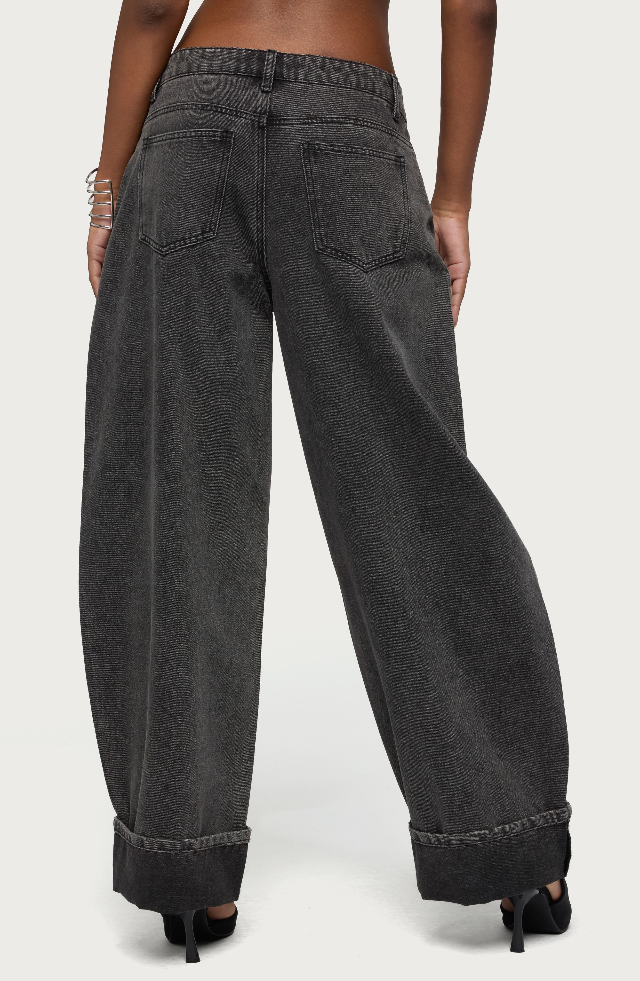 Kella Low Rise Baggy Wide Leg Cuffed Jeans - image 2
