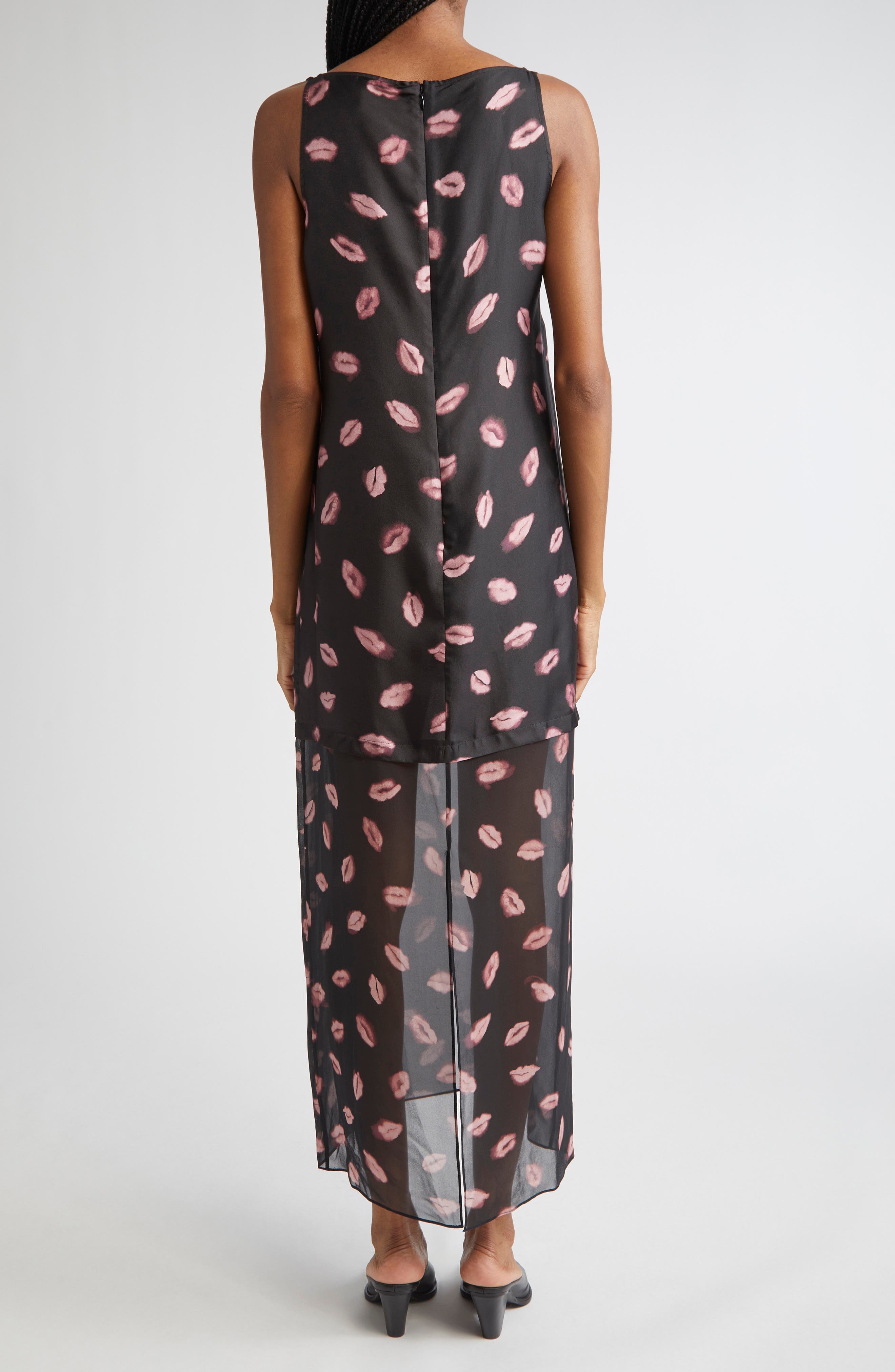 Katrin Lip Print Silk Chiffon Dress - image 2