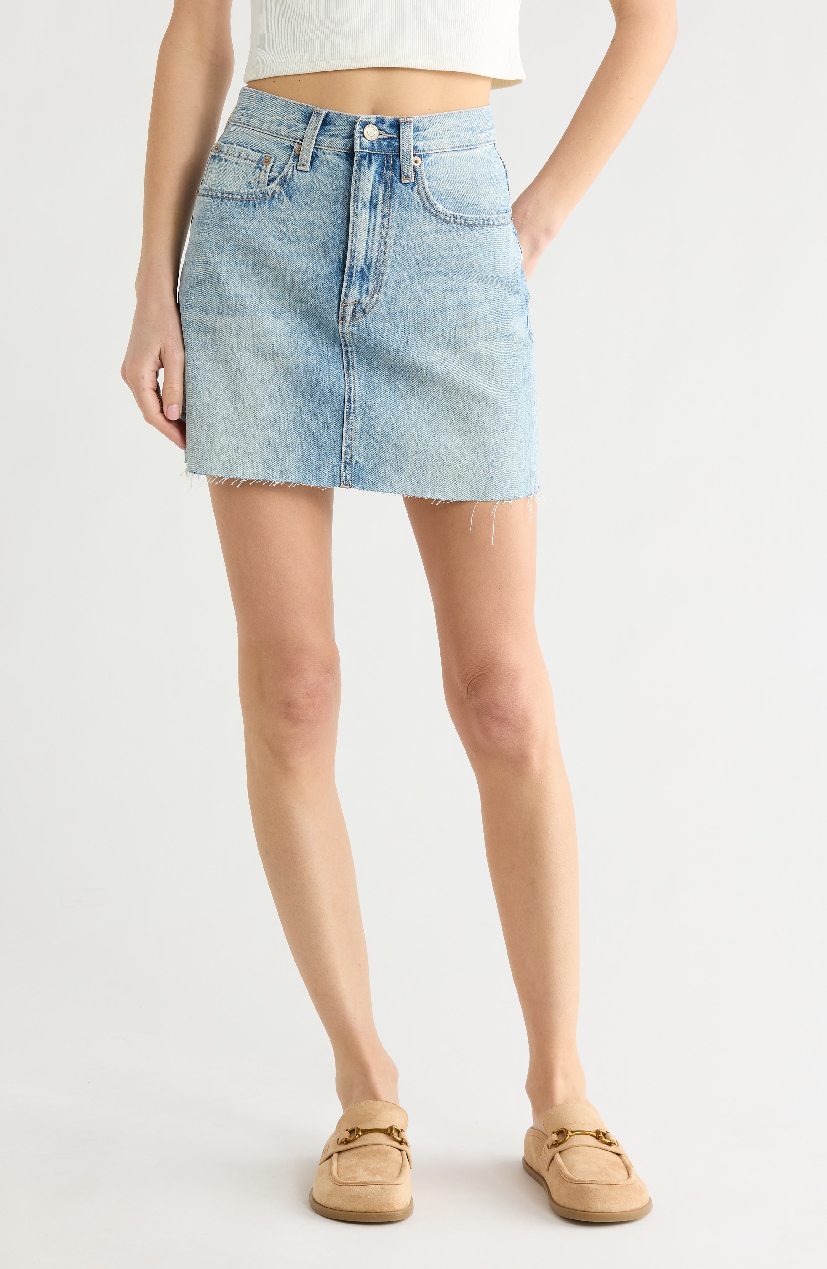 Skye High Waist Denim Miniskirt - image 1