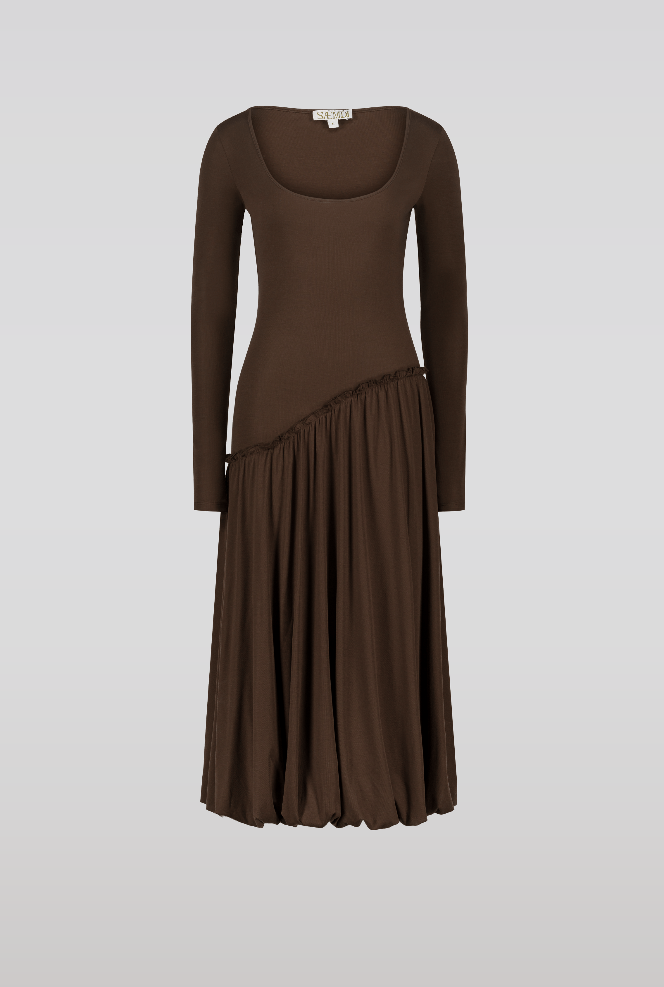 Asymmetric Hip Dress with Scoop Neck - image 1