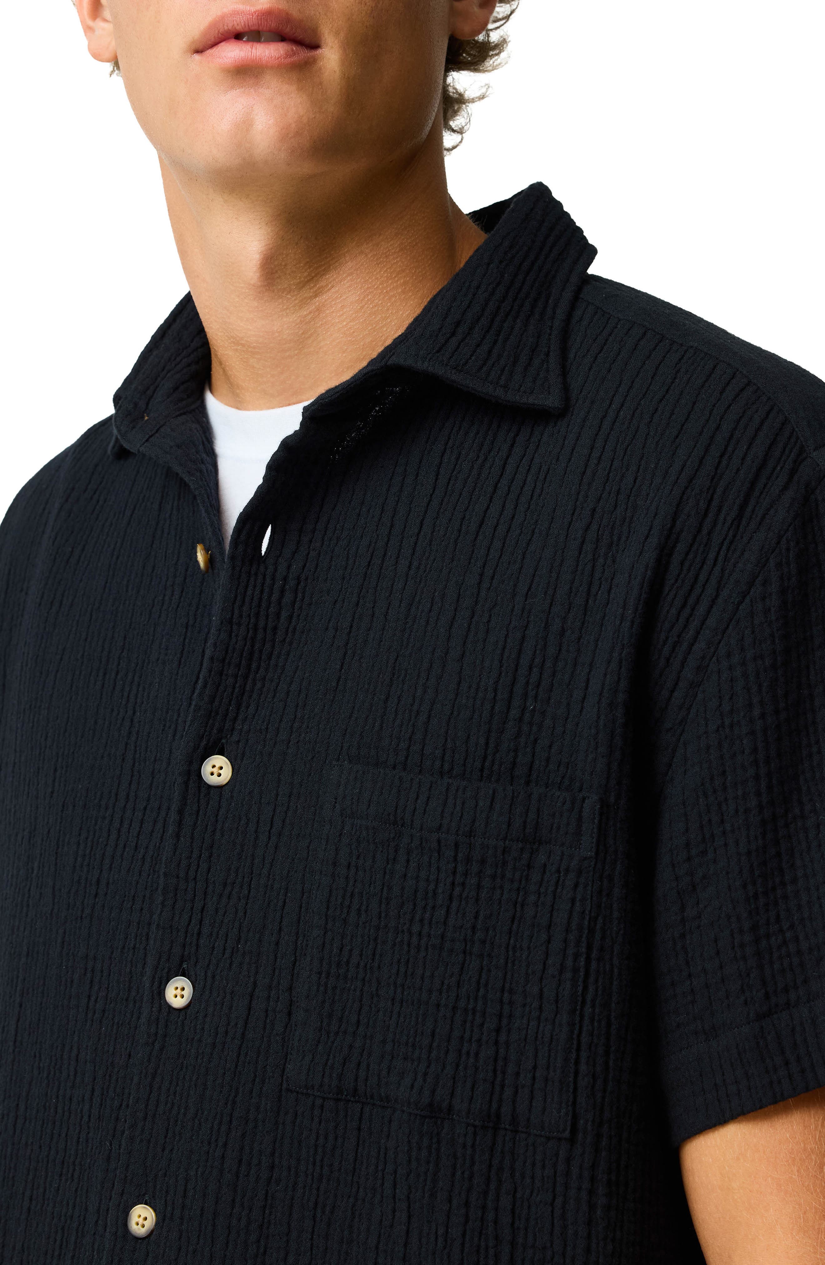 Adams Flat Weekend Fit Short Sleeve Stretch Seersucker Button-Up Shirt - image 2