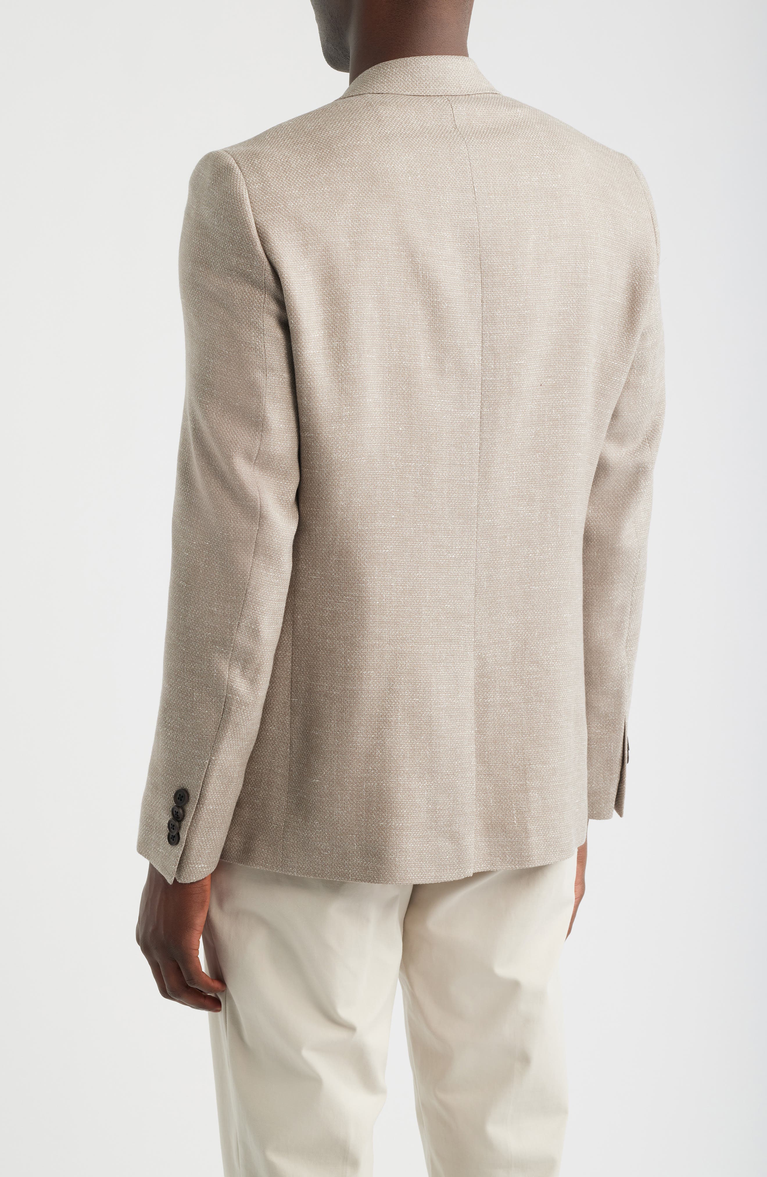 Ross Slim Fit Tan Melange Textured Wool & Linen Sport Coat - image 2