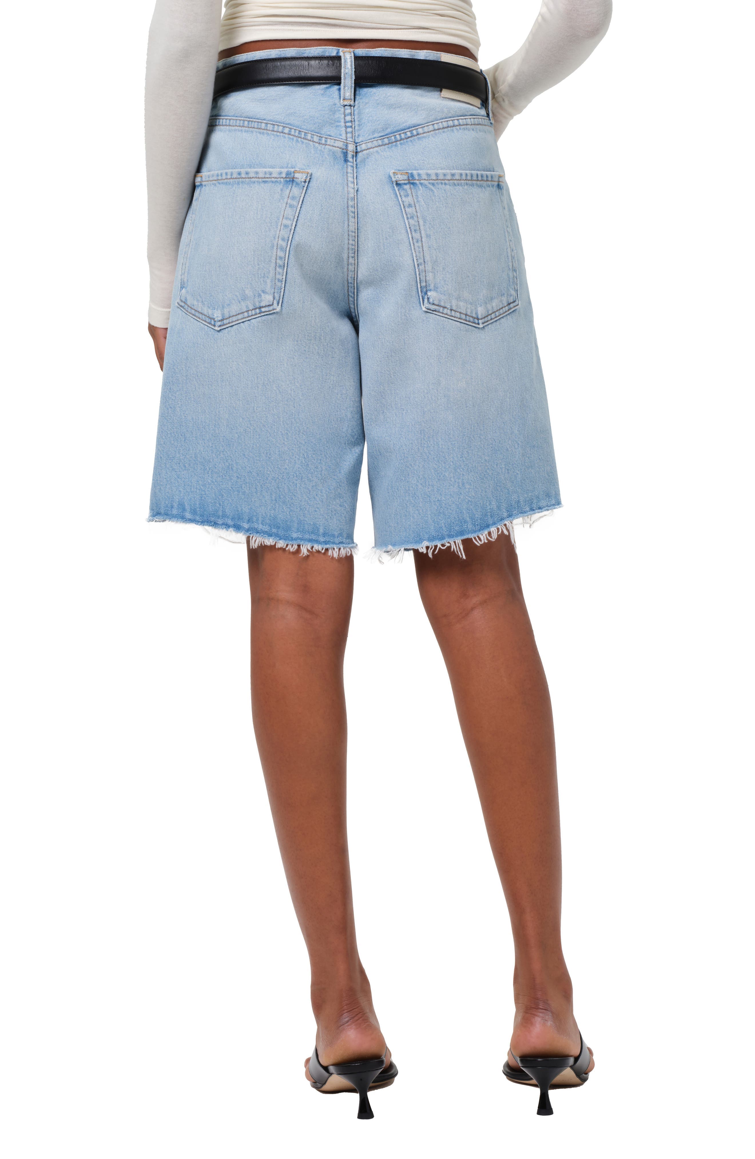 Ayla Frayed Baggy Long Denim Shorts - image 2
