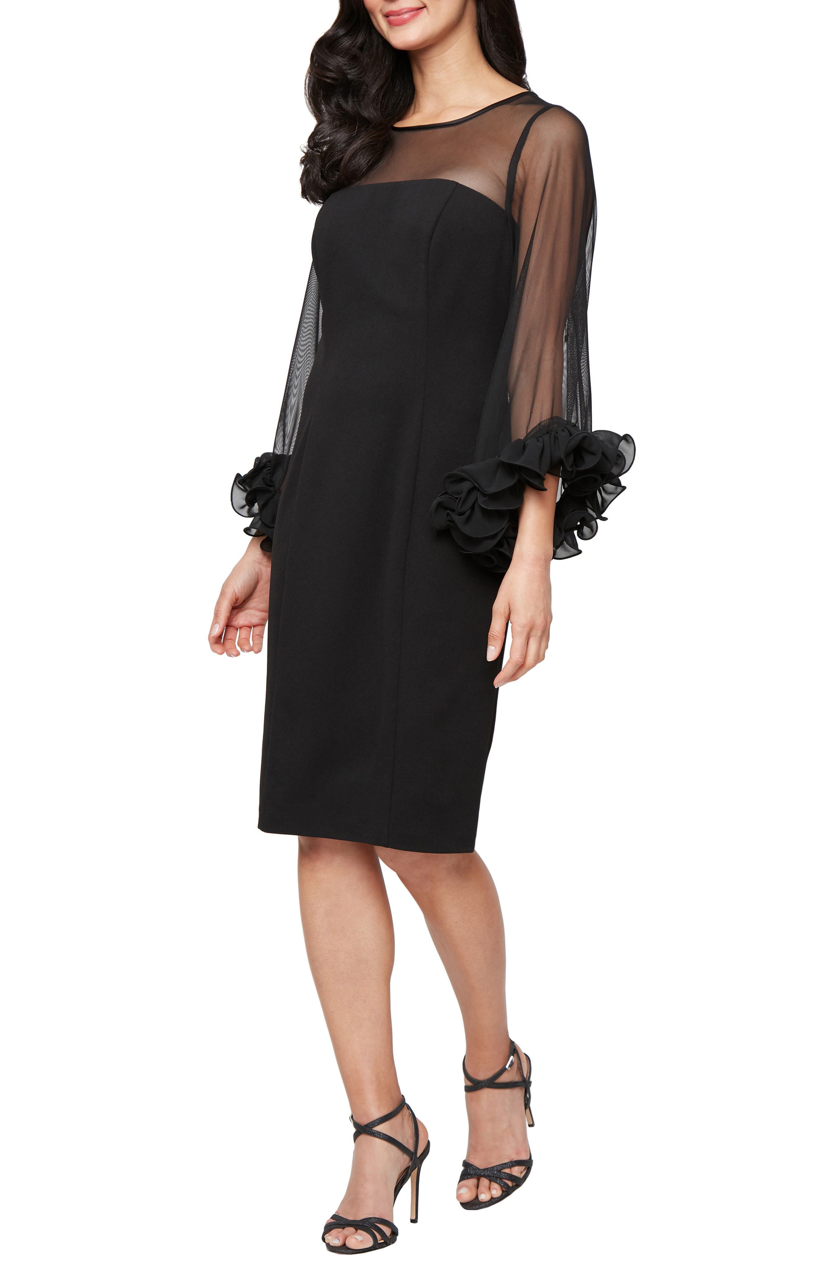 Long Sleeve Crepe Cocktail Dress - image 1