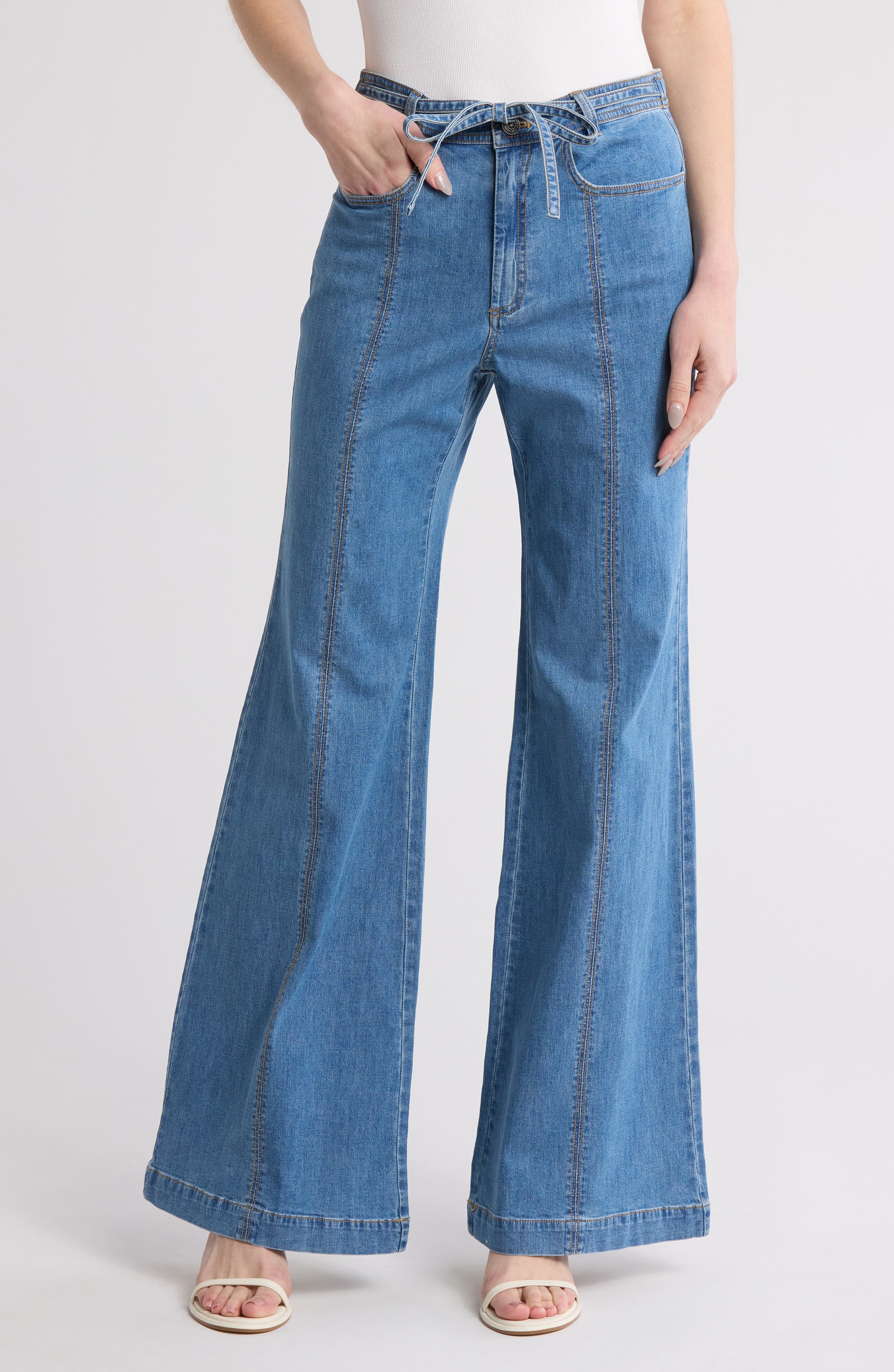 Tansy Tie Waist Flare Leg Jeans - image 1