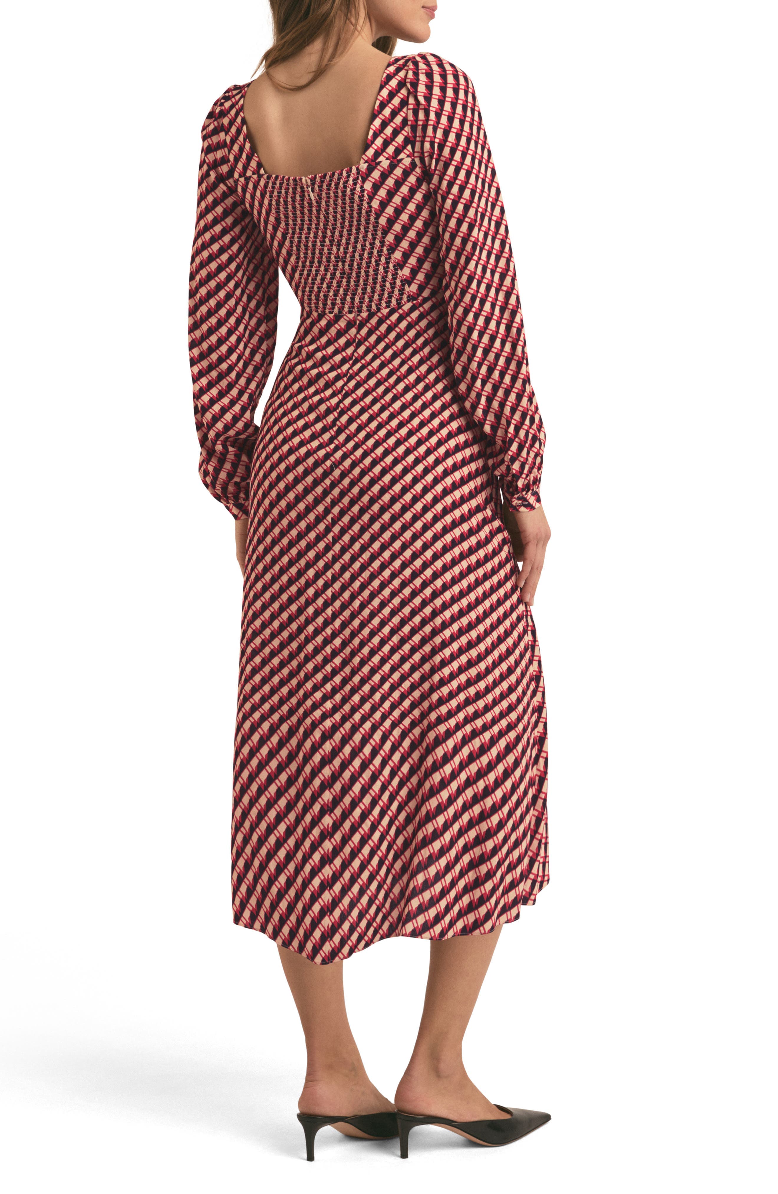 The Vineyard Geo Print Long Sleeve Midi Dress - image 2