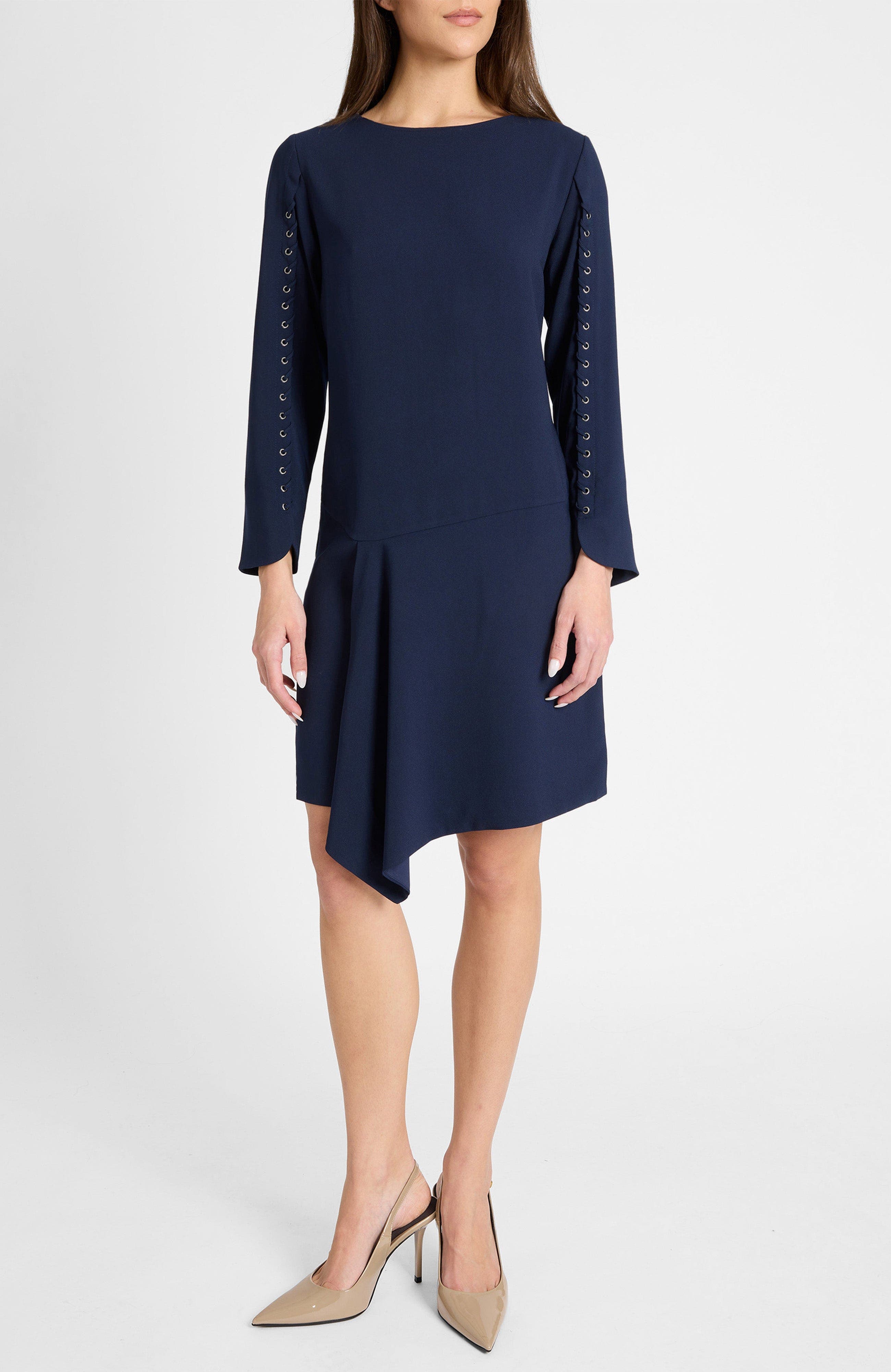 Essie Shift Dress with Grommet Detail in Soft Crepe - image 3