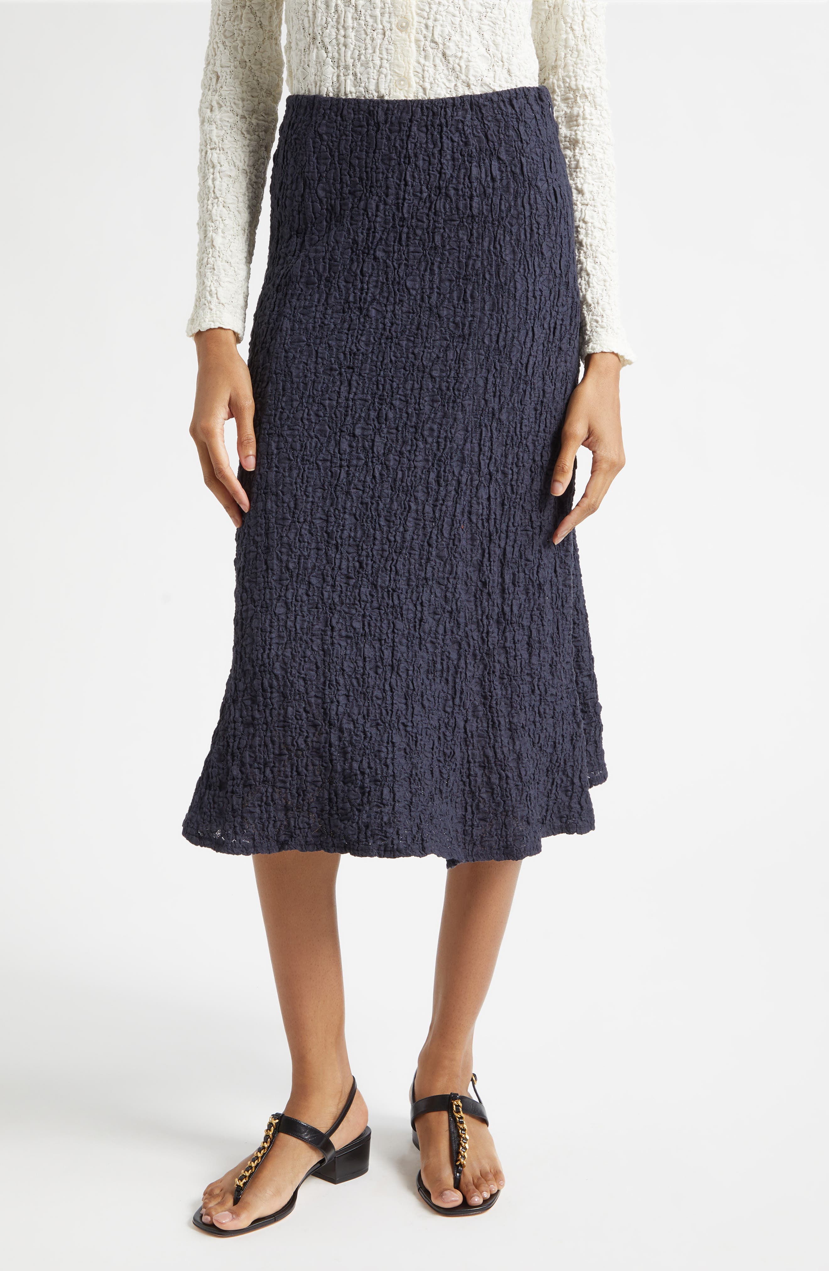 Massimo Cotton Blend Lace Midi Skirt - image 1