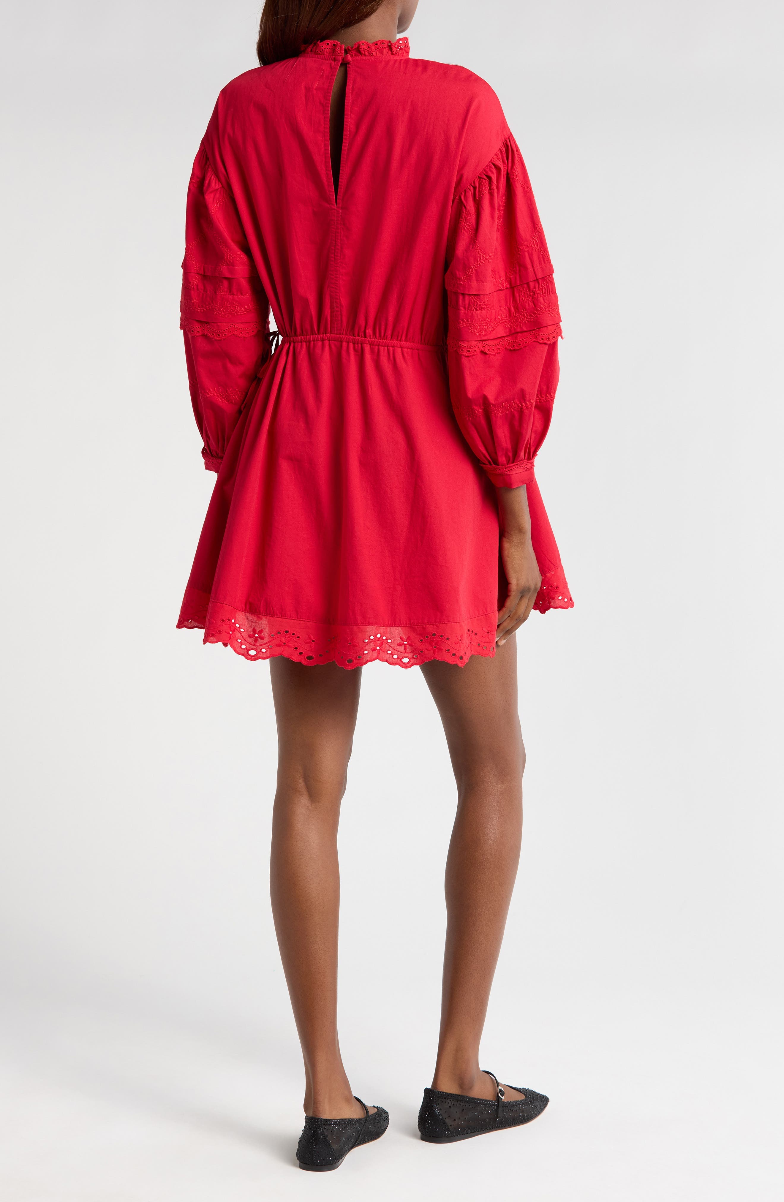 Clancy Lace & Eyelet Long Sleeve Organic Cotton Minidress - image 2