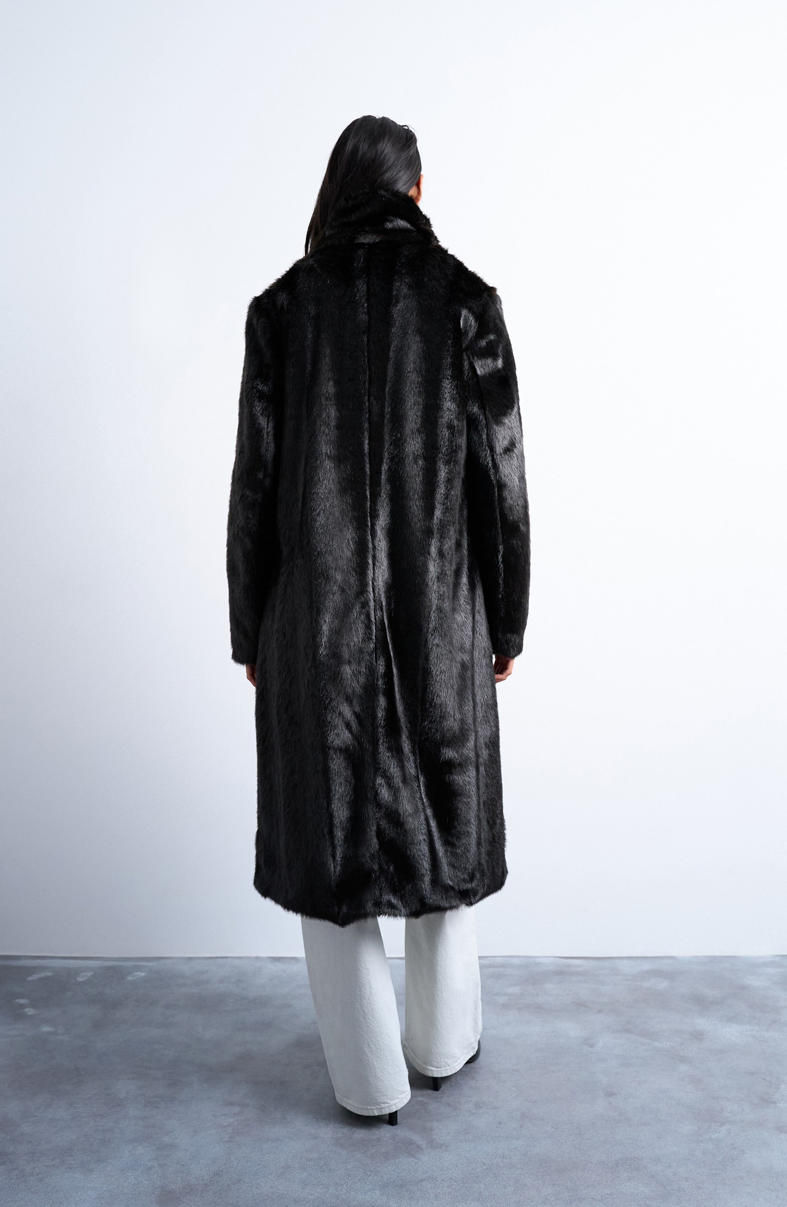Going Out Longline Faux Fur Coat - image 2