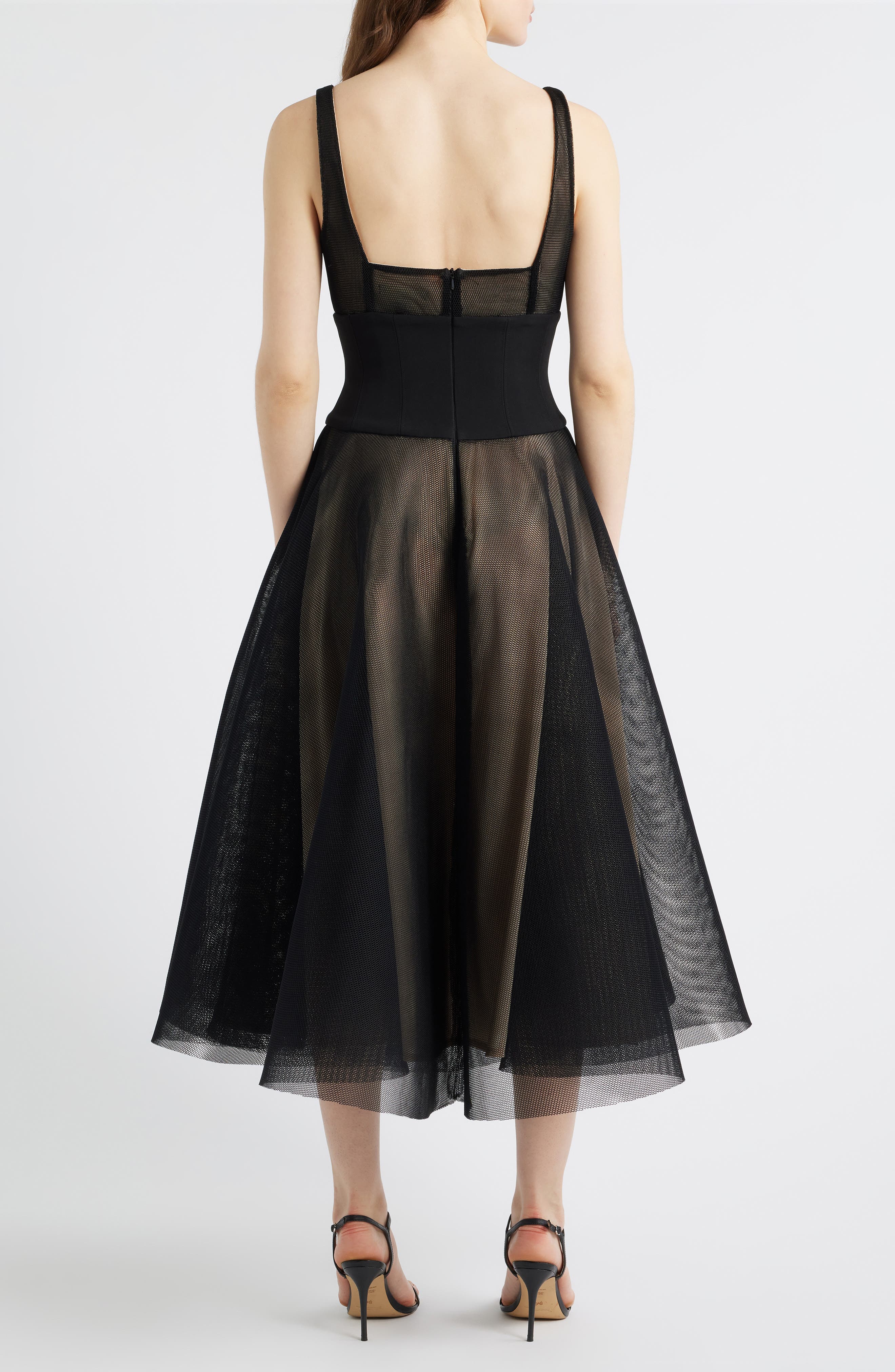 Vivi Corset Bodice Tulle Cocktail Midi Dress - image 2