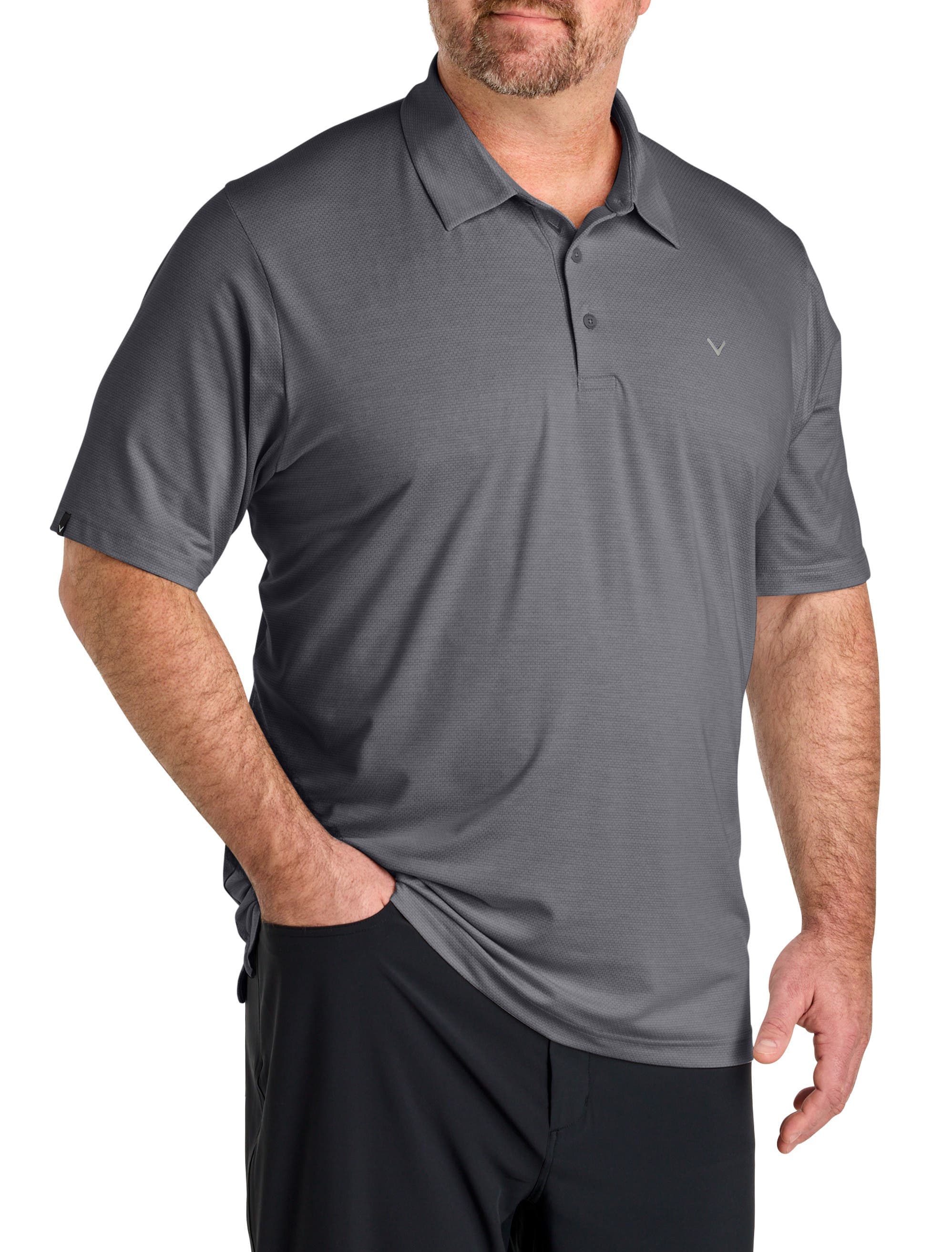 Big & Tall Heathered Jacquard Polo Shirt - image 1