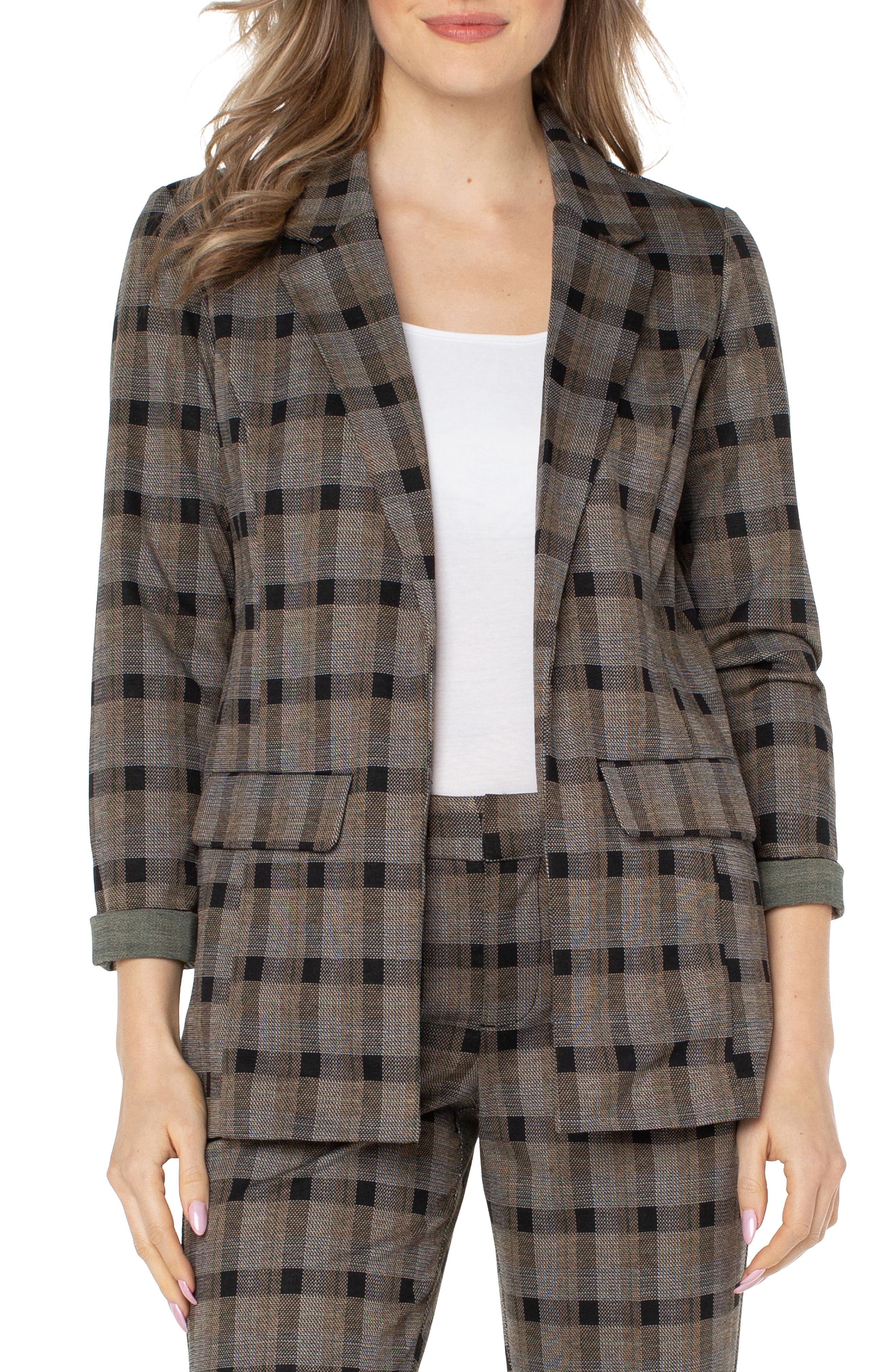 Jacquard Plaid Boyfriend Blazer - image 1
