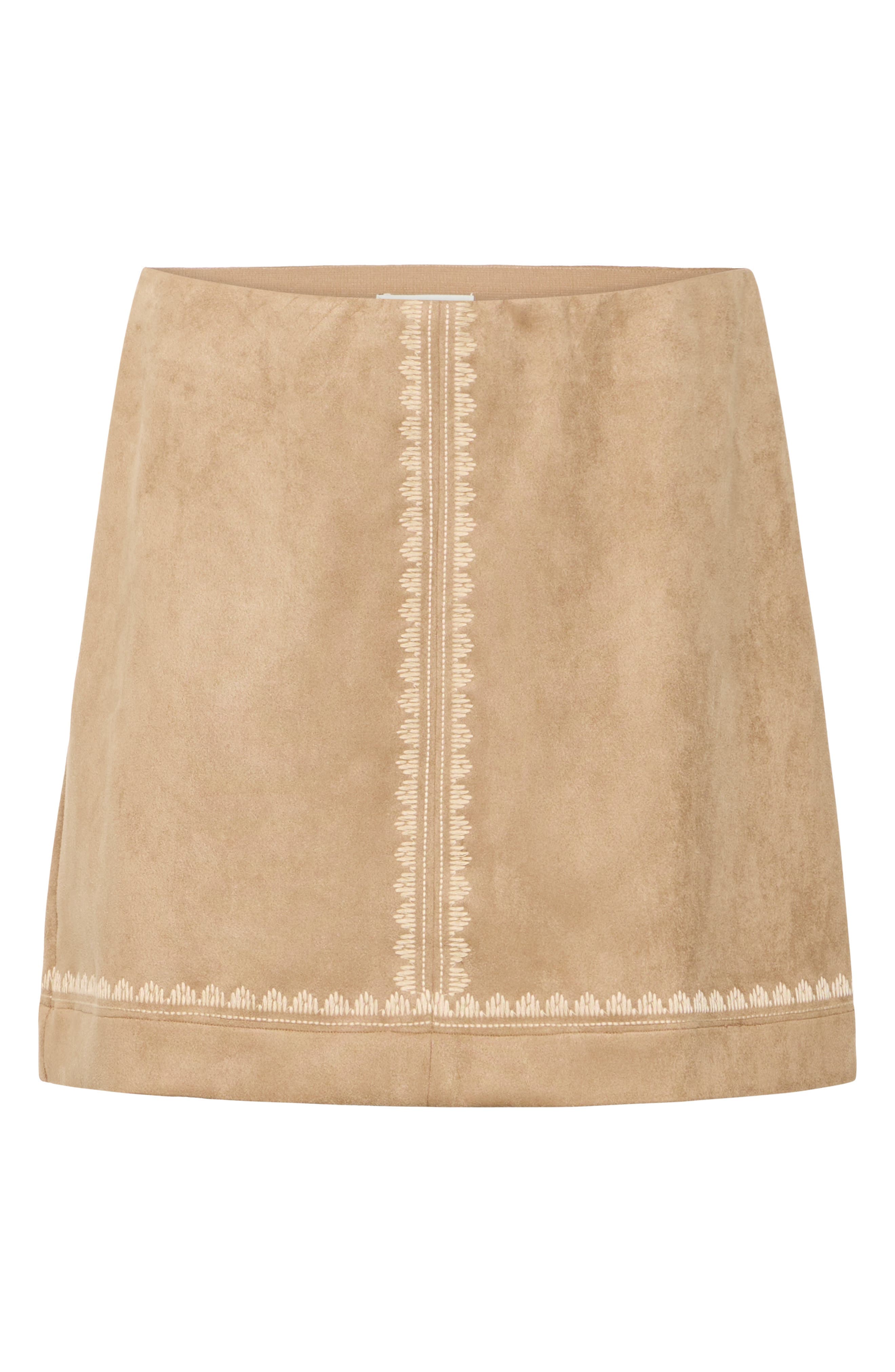 Embroidered Faux Suede Skirt - image 1