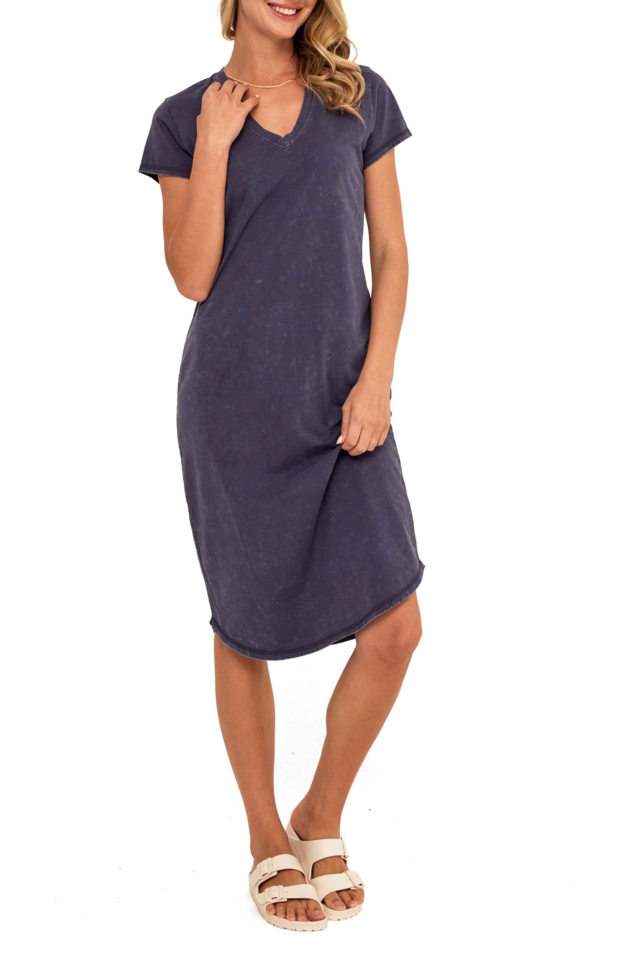 Ethel Mineral Wash V-Neck Cotton Midi Dress - image 1
