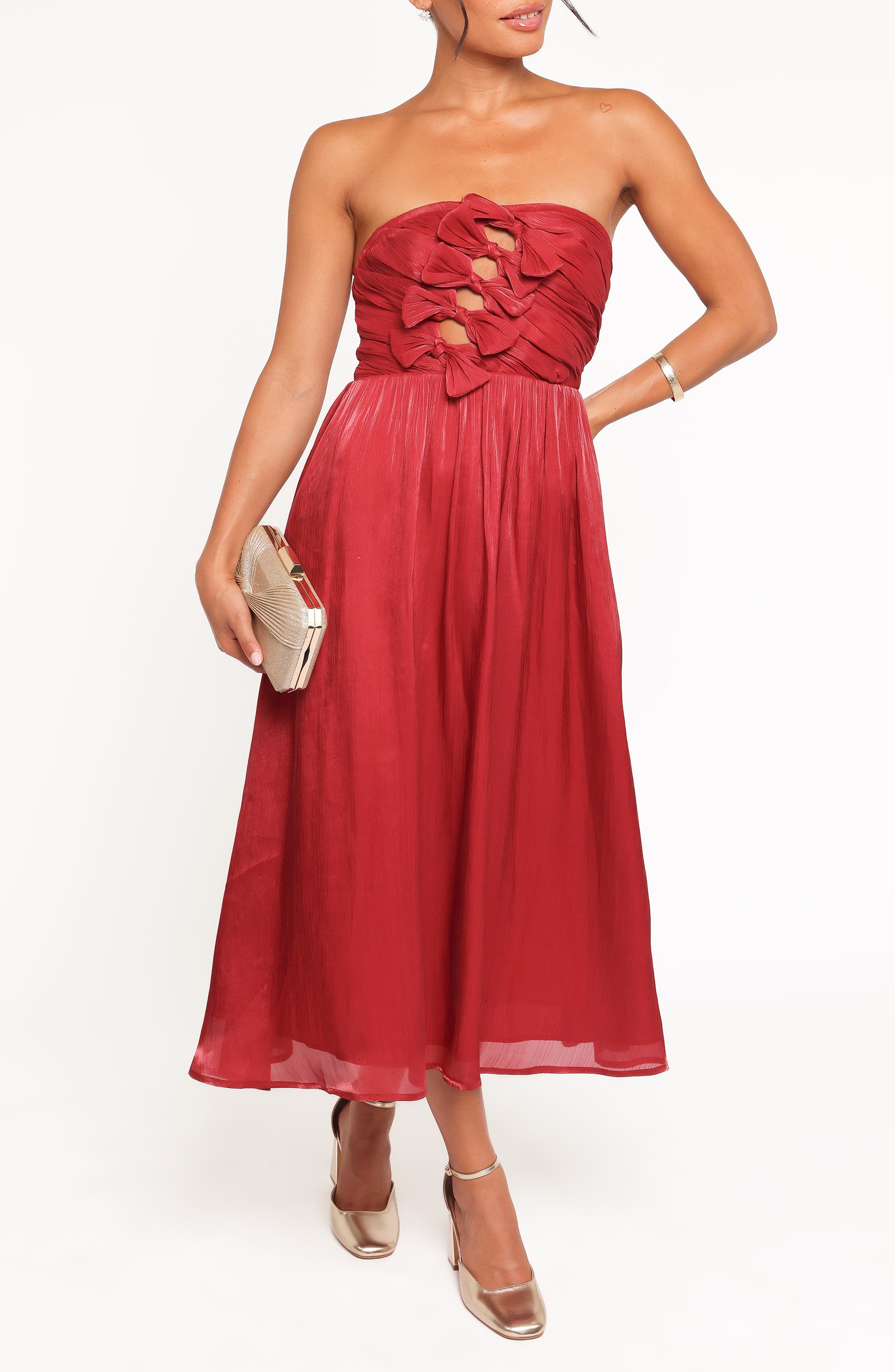 Mila Strapless Bow Cutout Midi Dress - image 1