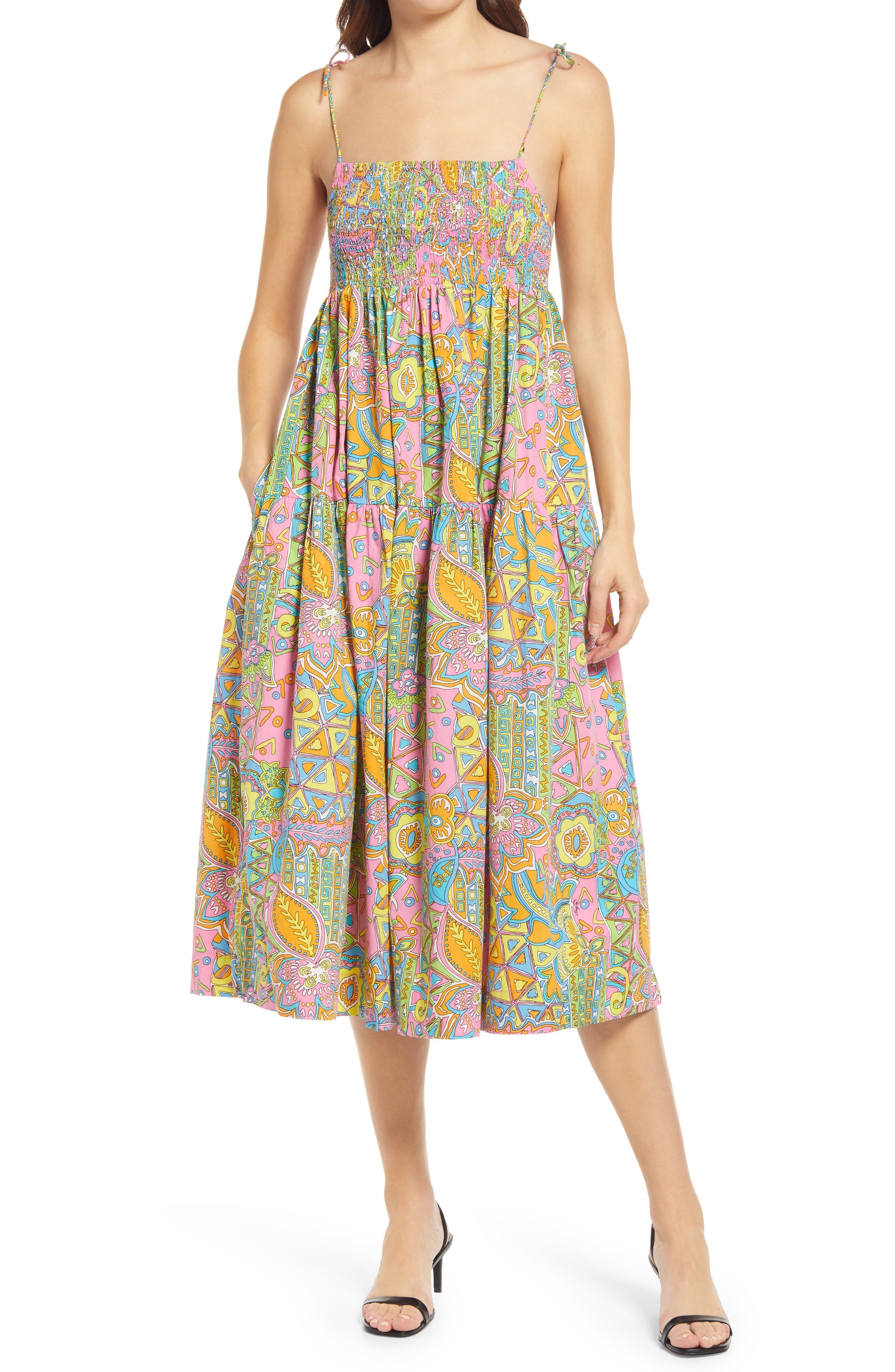 Floral Print A-Line Cotton Dress - image 1