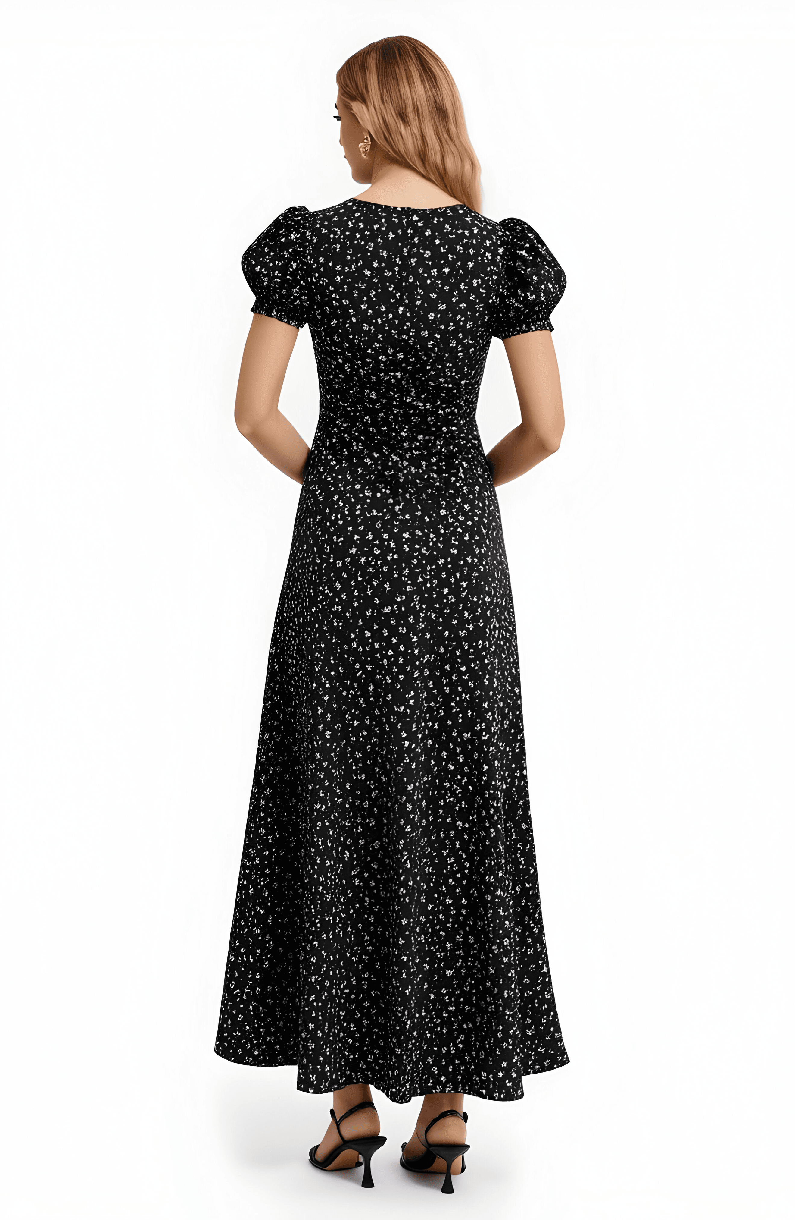 Floral Print Maxi Dress with Puff Sleeves - image 2