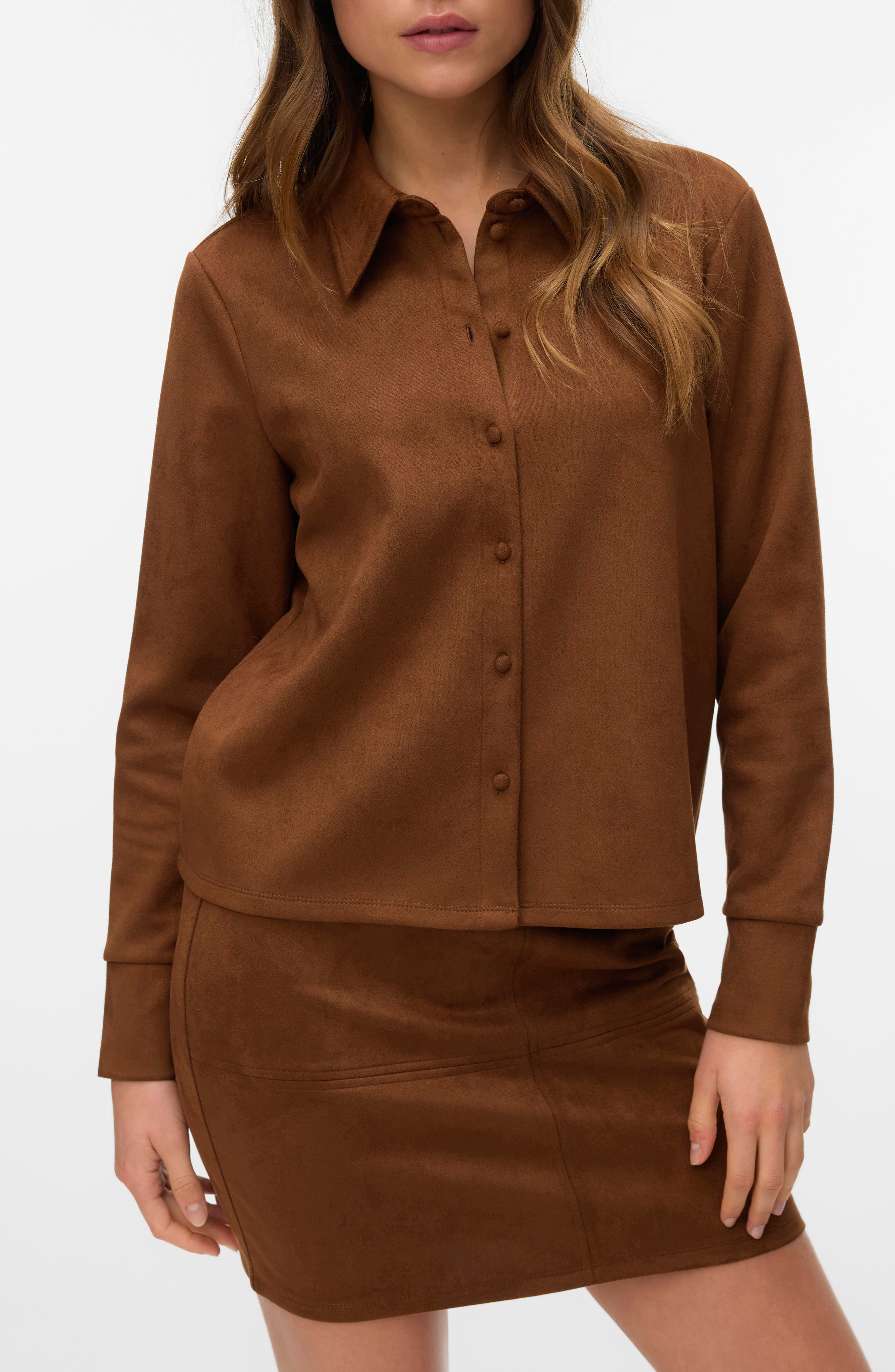 Kreta Faux Suede Button-Up Shirt - image 1
