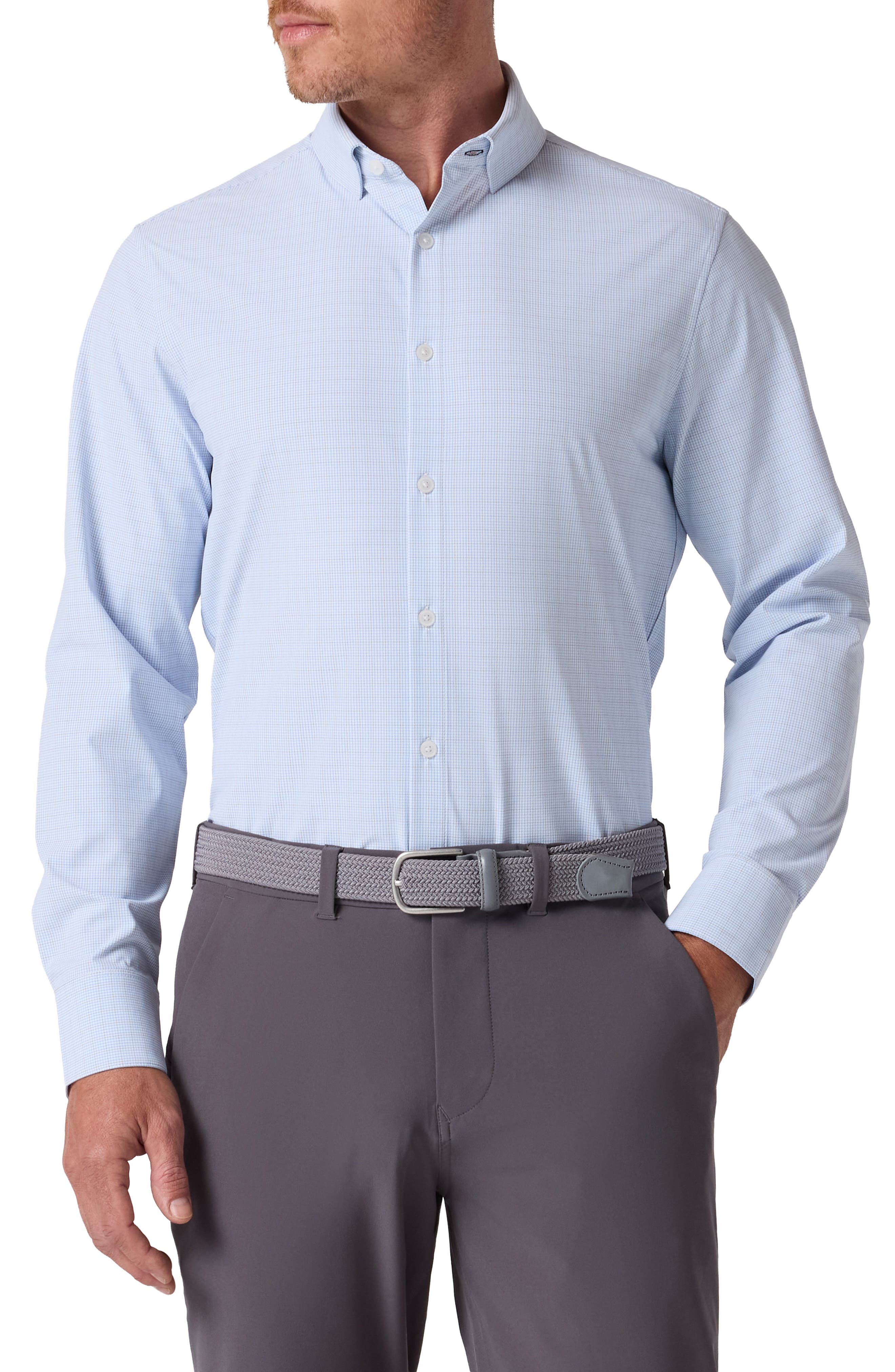 Leeward Trim Fit Check Print Button-Up Shirt - image 1